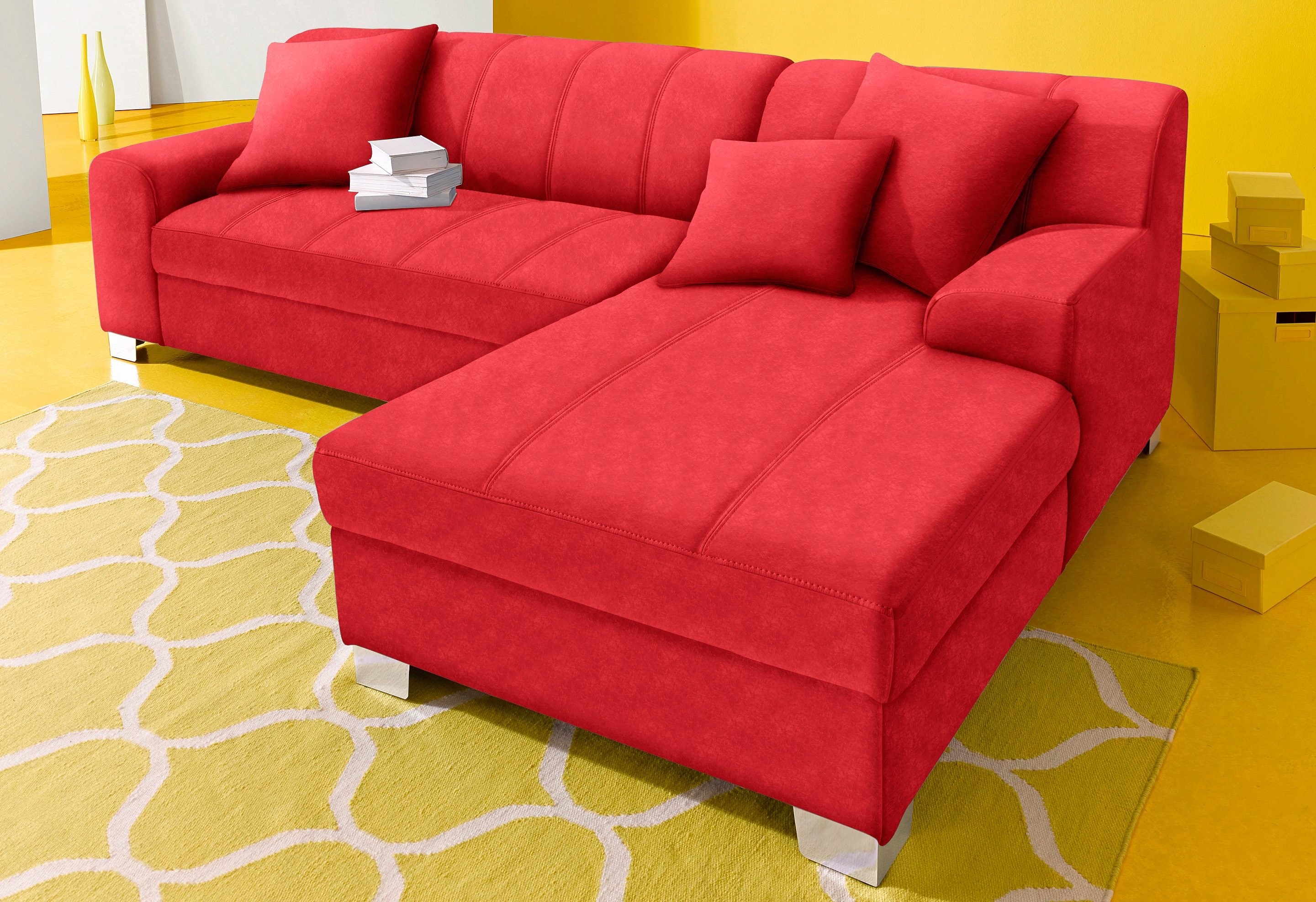 DOMO collection Ecksofa "TURAH 239x152 cm, inkl. Zierkissen, moderne Steppung" mit Bettfunktion, Schlafsofa, Unser Dauertiefpreis