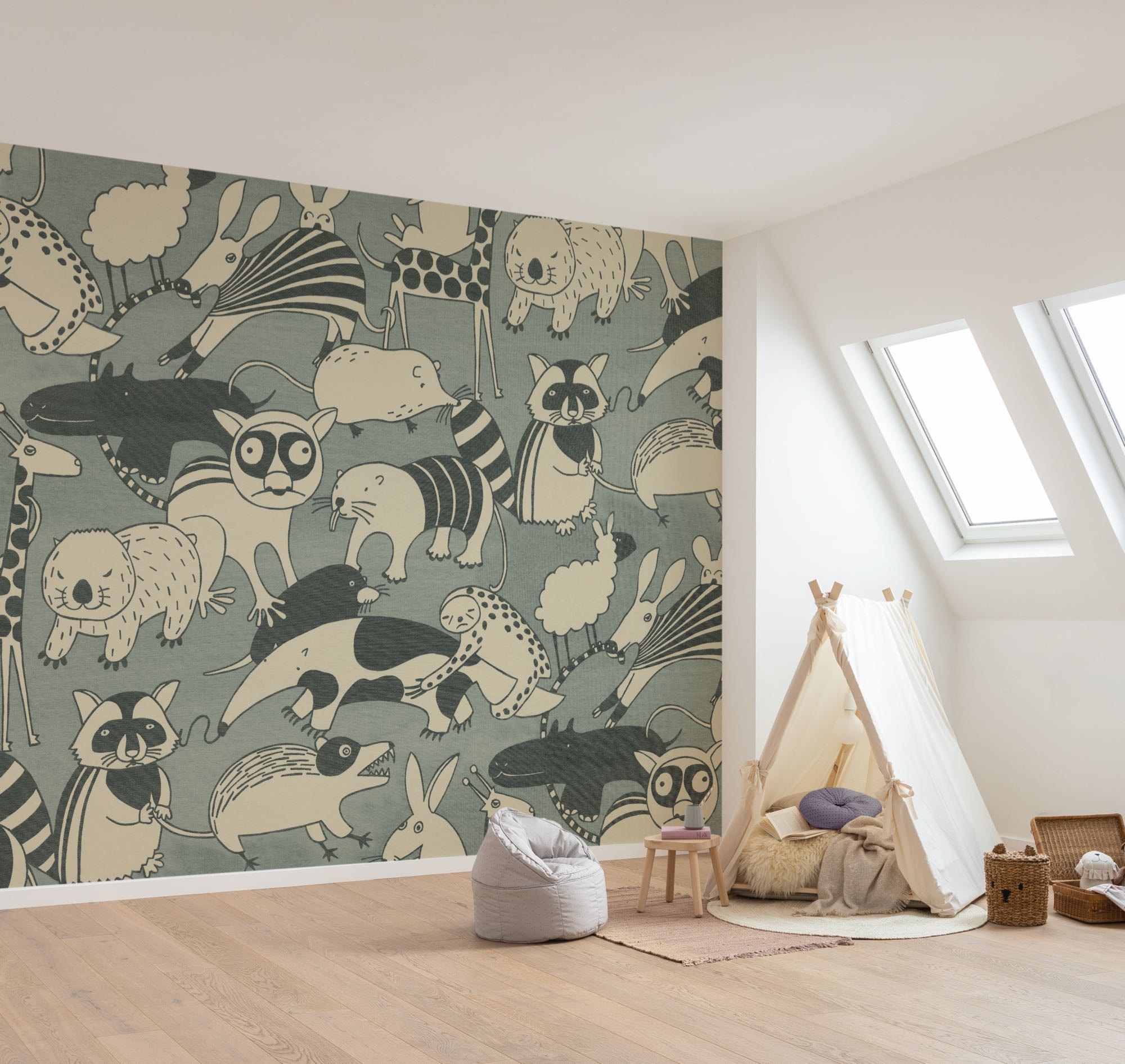 Komar Fototapete "Vlies Fototapete - Wobble Zoo - Größe 300 x 250 cm" Motiv bedruckt glatt