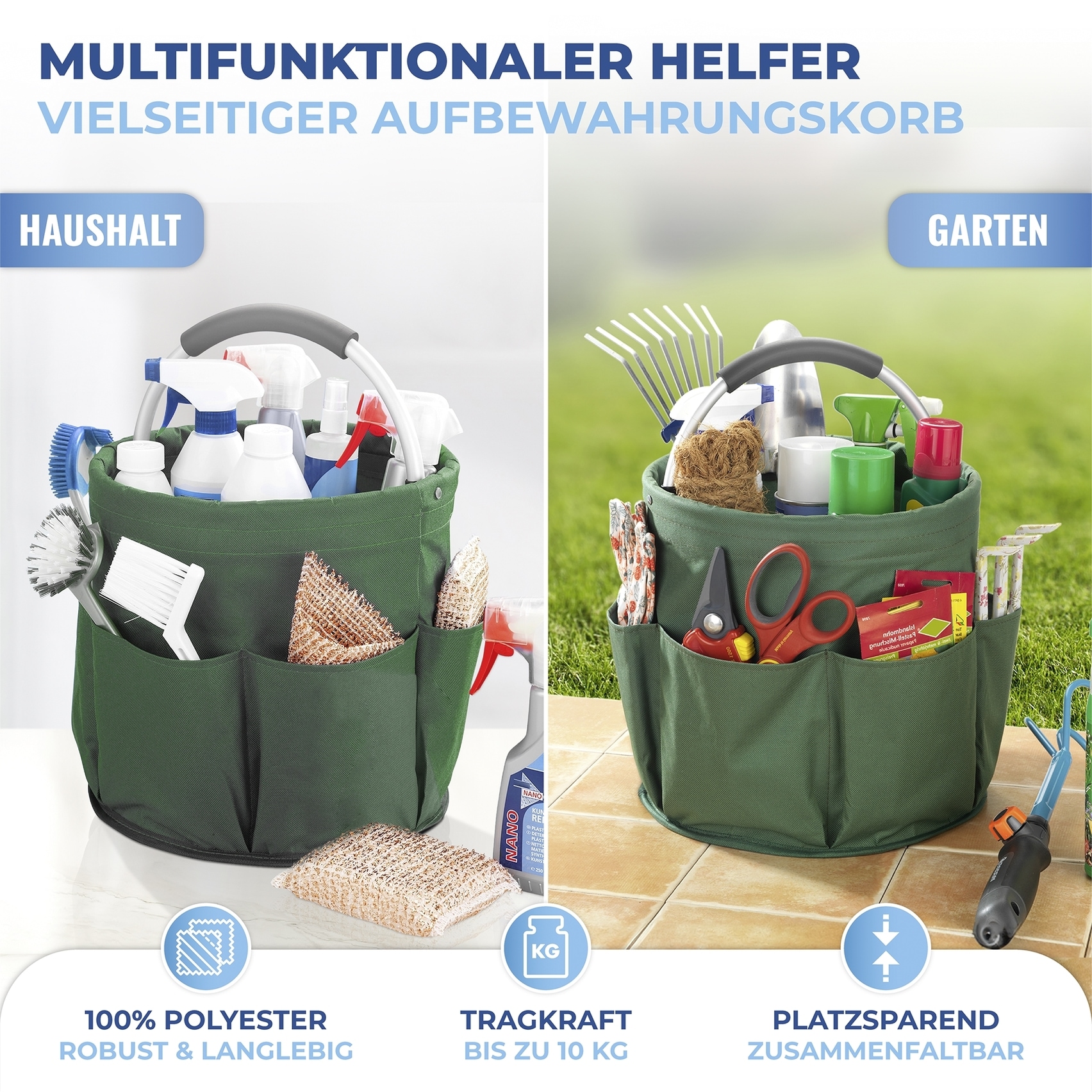 Maximex Falteimer »Modell Universal-Caddy« Organizer für Haus & Garten, platzsparend faltbar, mit 6 Außentaschen
