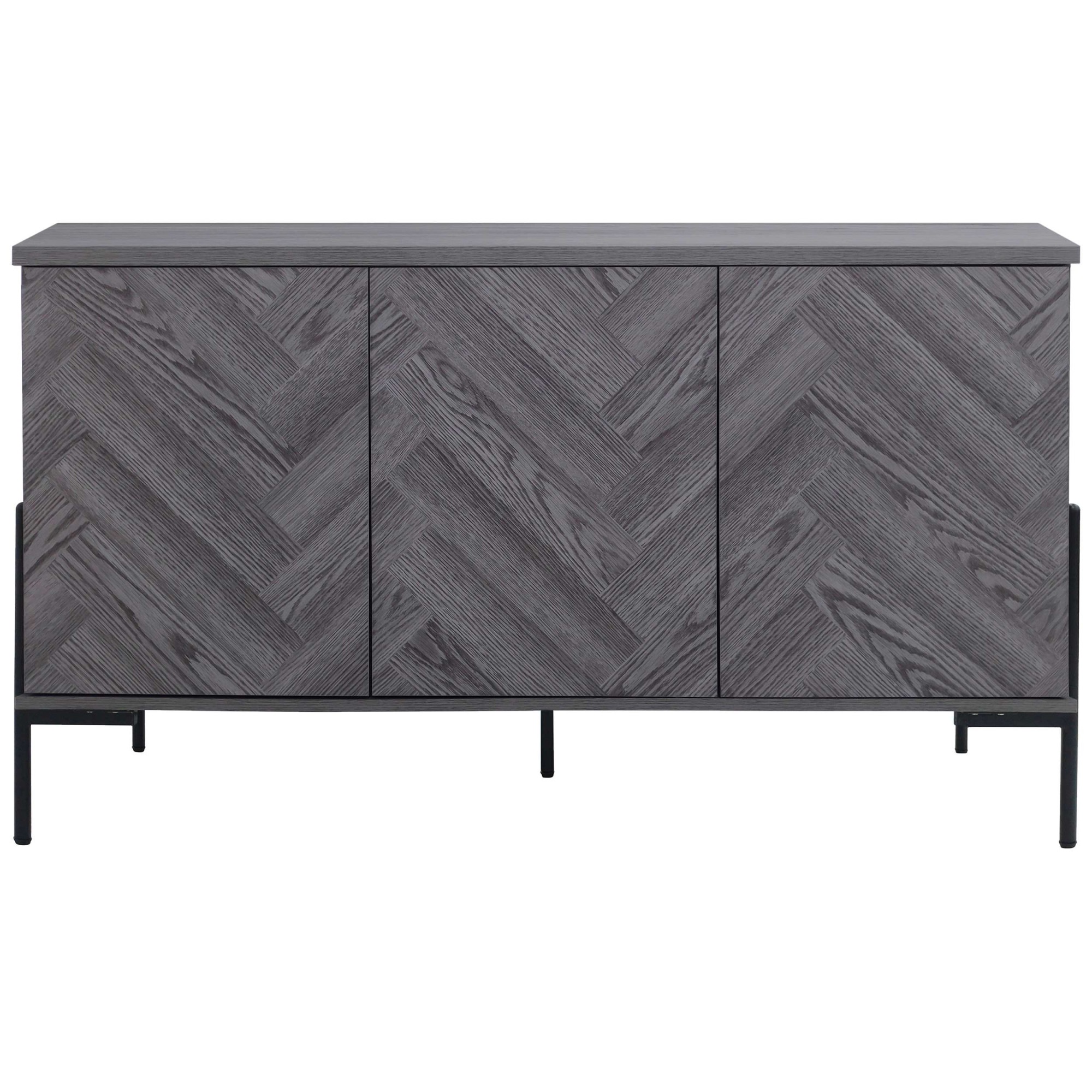 Leonique Sideboard "Eadwine" Kommode, Push-to-open, Türen mit Fischgräten M günstig online kaufen