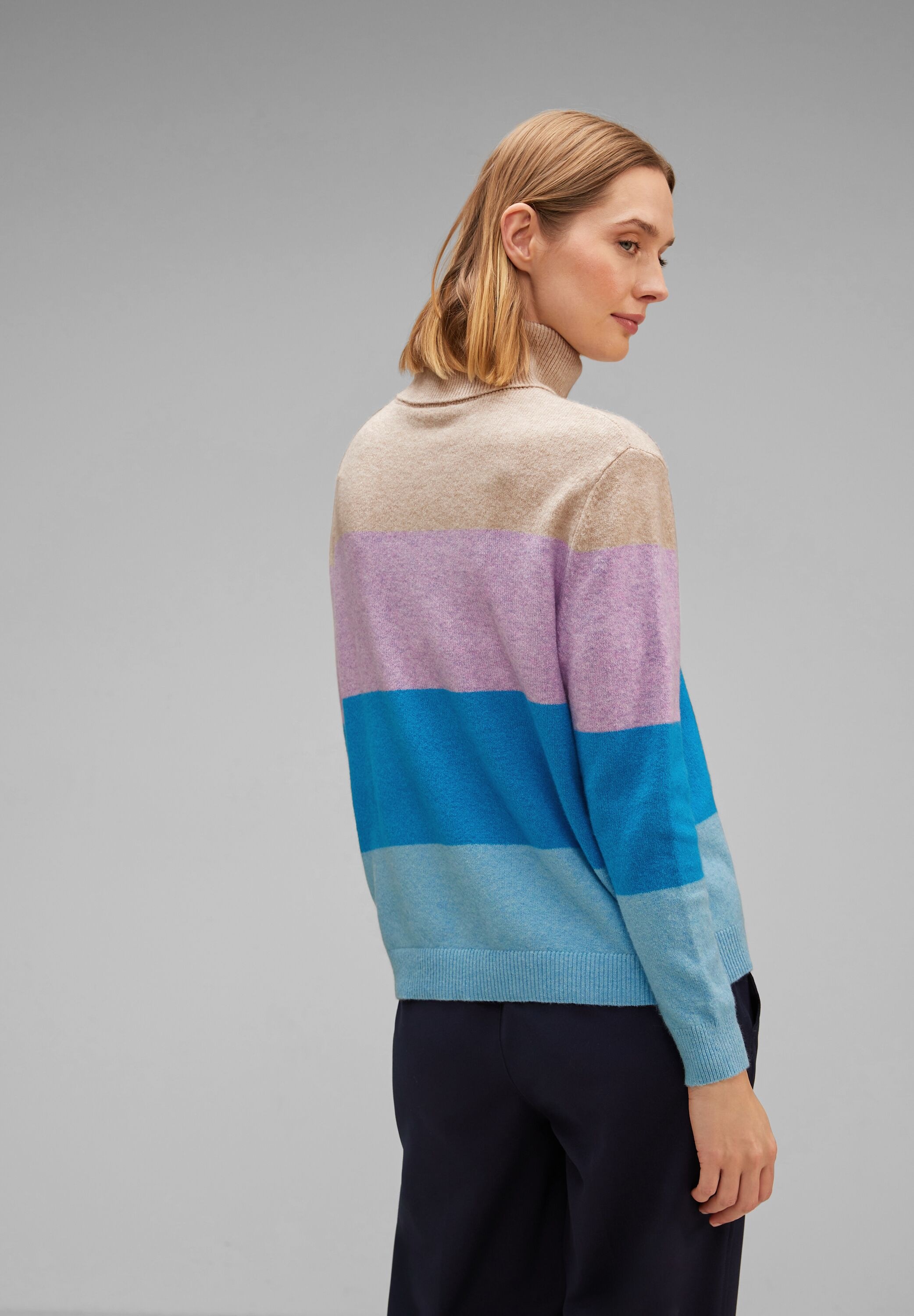 STREET ONE Rollkragenpullover, in Melange Optik
