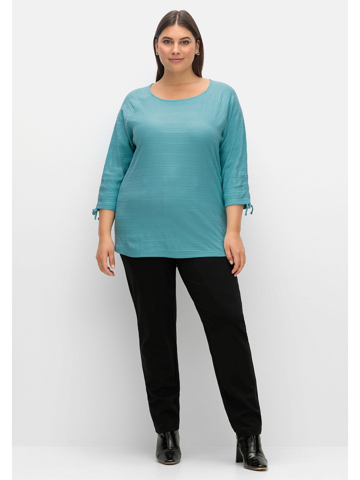 Sheego 3/4-Arm-Shirt BAUR Größen«, für raffbaren | »Große mit leicht kaufen tailliert Raglanärmeln