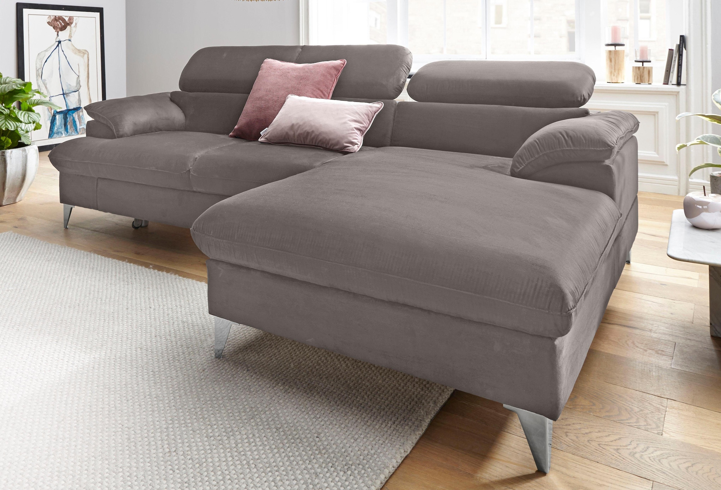 COTTA Ecksofa »Caluso L-Form«, mit Kopfteilverstellung, wahlweise mit Bettfunktion & Bettkasten