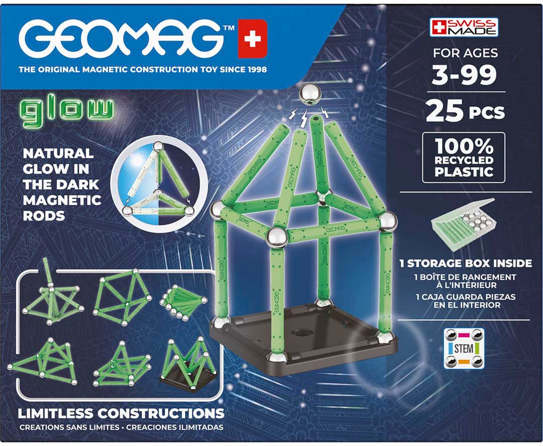 Geomag™ Magnetspielbausteine »GEOMAG™ Glow, Recycled«, (25 St.), aus recyceltem Material; Made in Europe