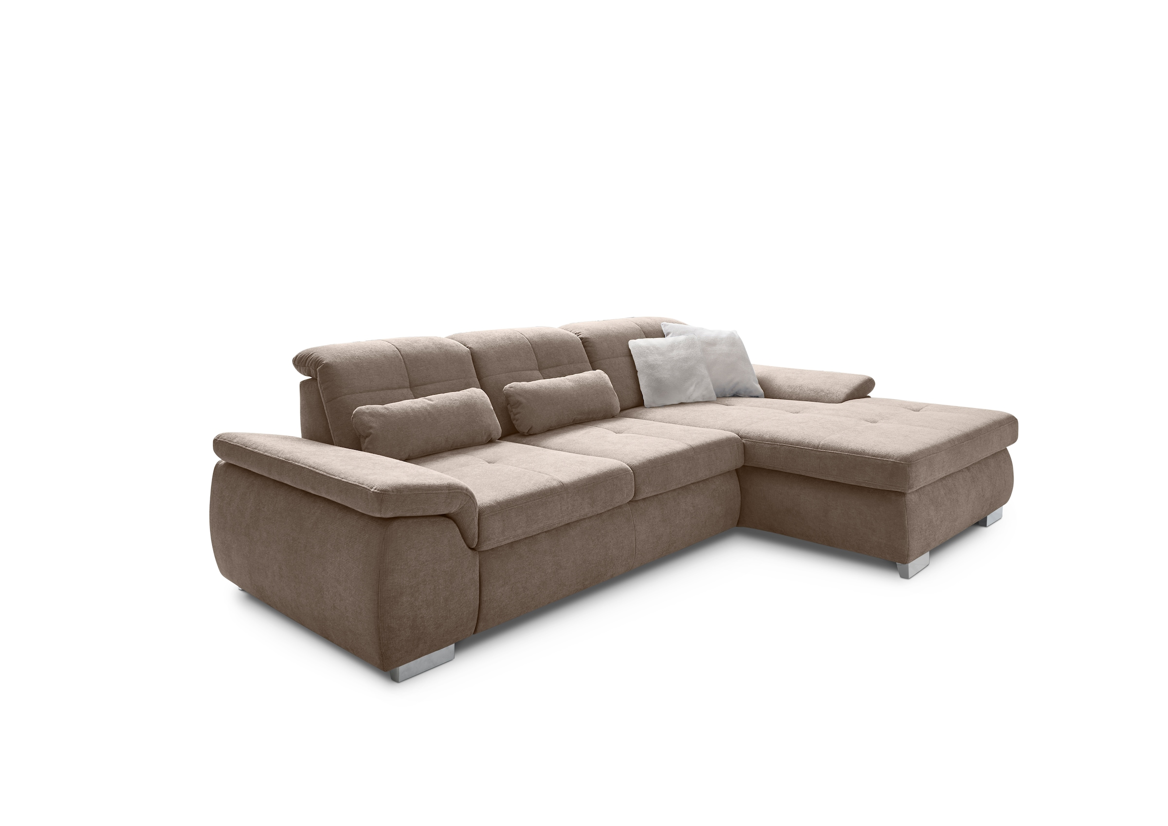 Die PlanBar Ecksofa "MP-IN16037 L-Form, Breite 289 cm, mit Kaltschaum-Polsterung" mit Sitztiefenverstellung & Zierkissen