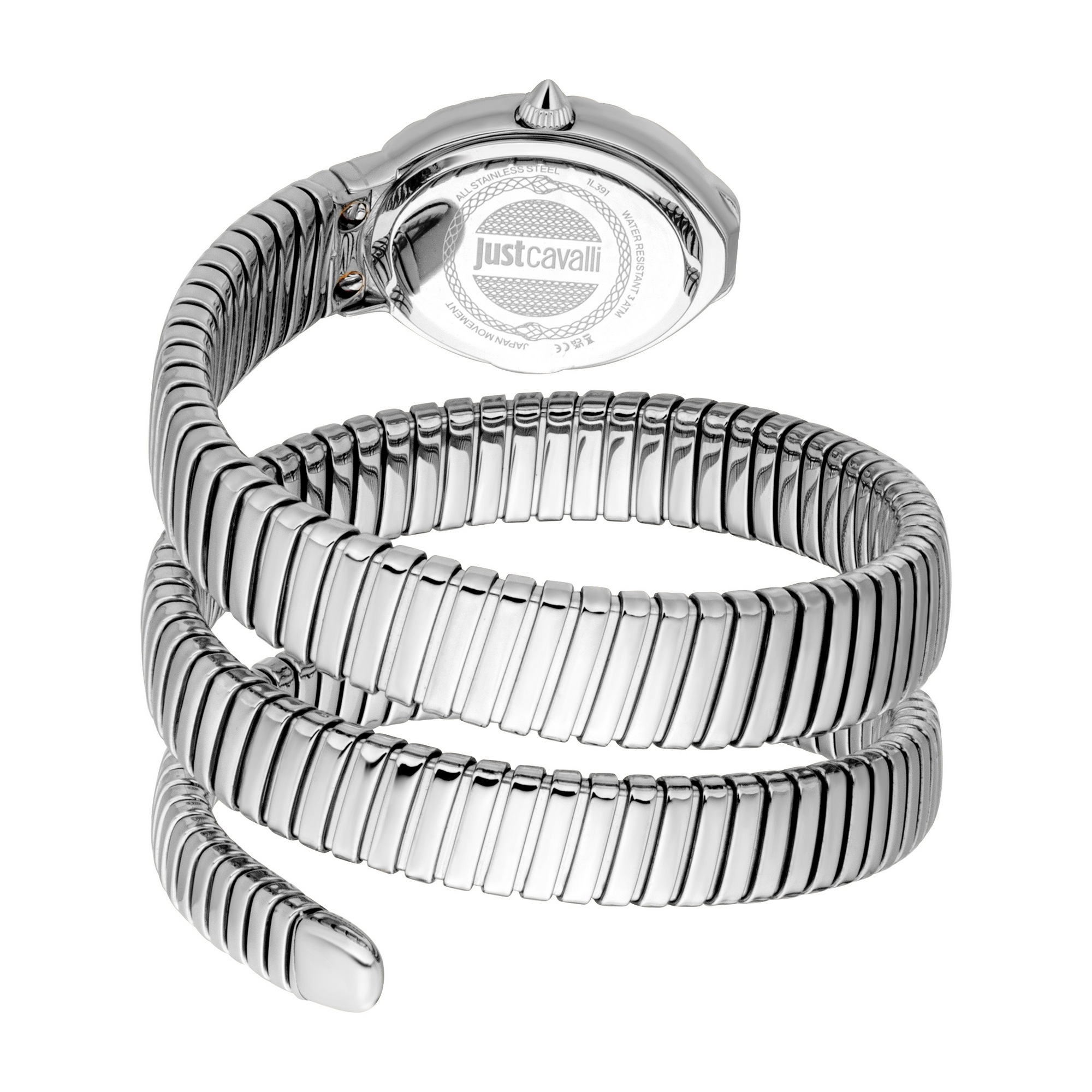 Just Cavalli Time Quarzuhr »Signature Snake« Armbanduhr, Damenuhr, Edelstahlarmband, analog, Kristallsteine