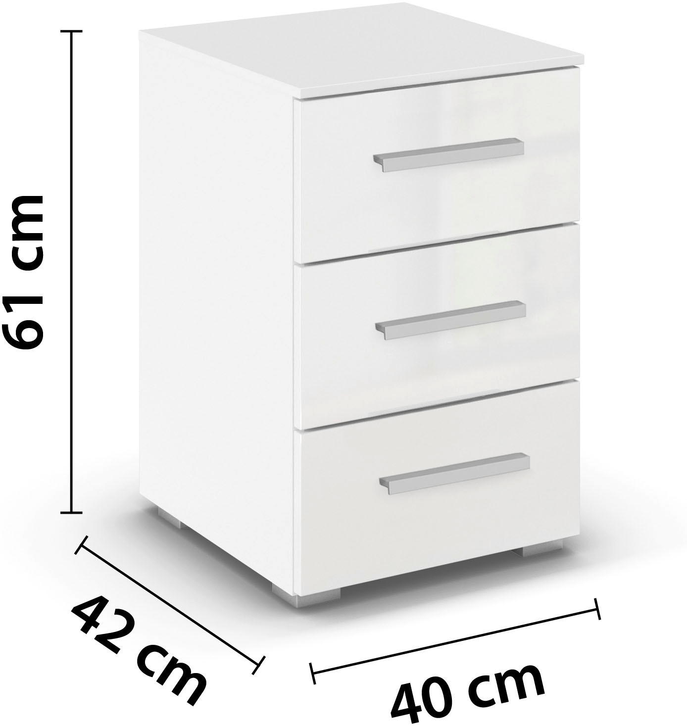 rauch Nachtkommode »Nachttisch Nachtkonsole Nachtschrank KOLUNA mit Hochglanzfront«, (Breite 40 cm), mit 3 geräumigen Schubladen für viel Stauraum MADE IN GERMANY