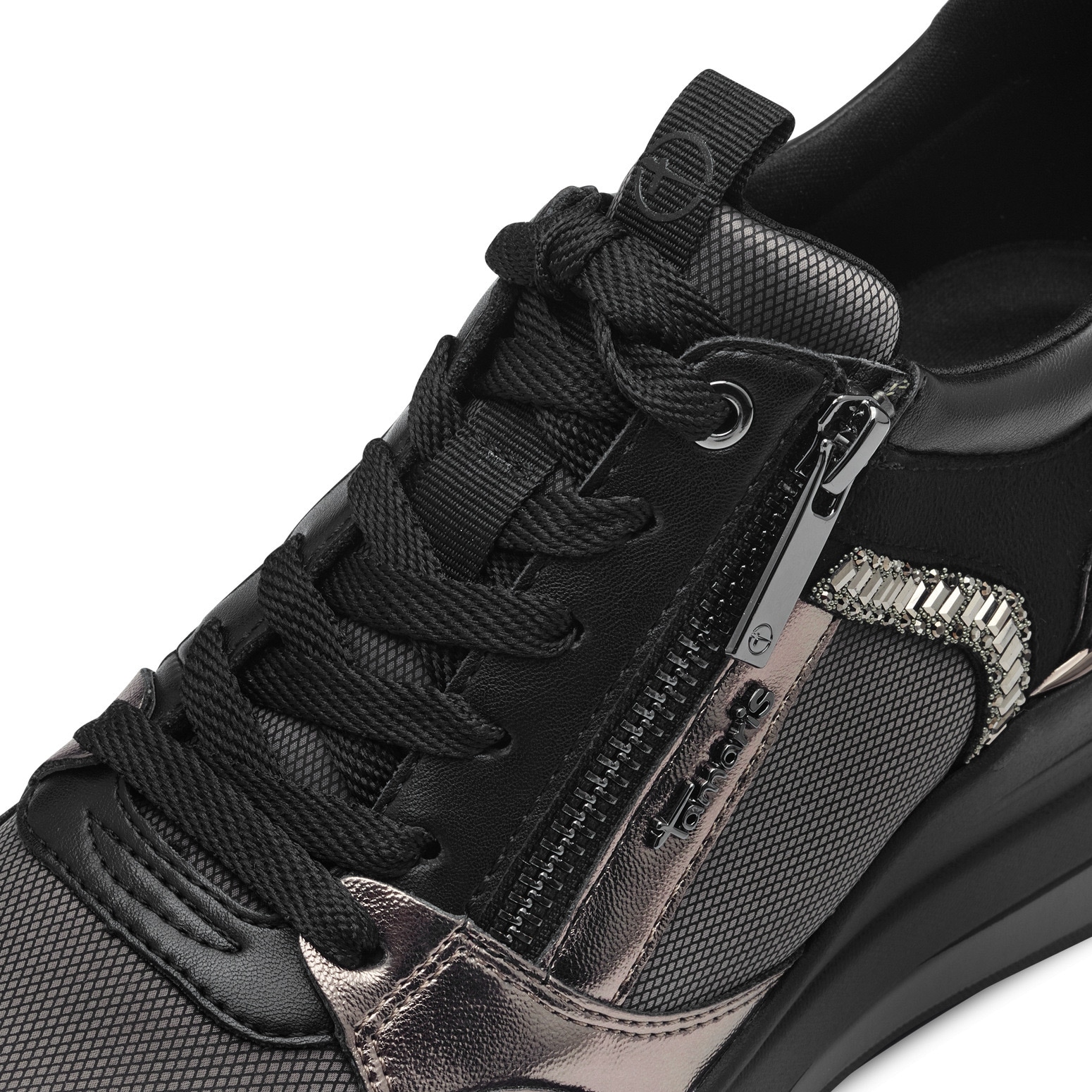 Tamaris Keilsneaker, Freizeitschuh, Halbschuh, Schnürschuh mit Schmucksteinen