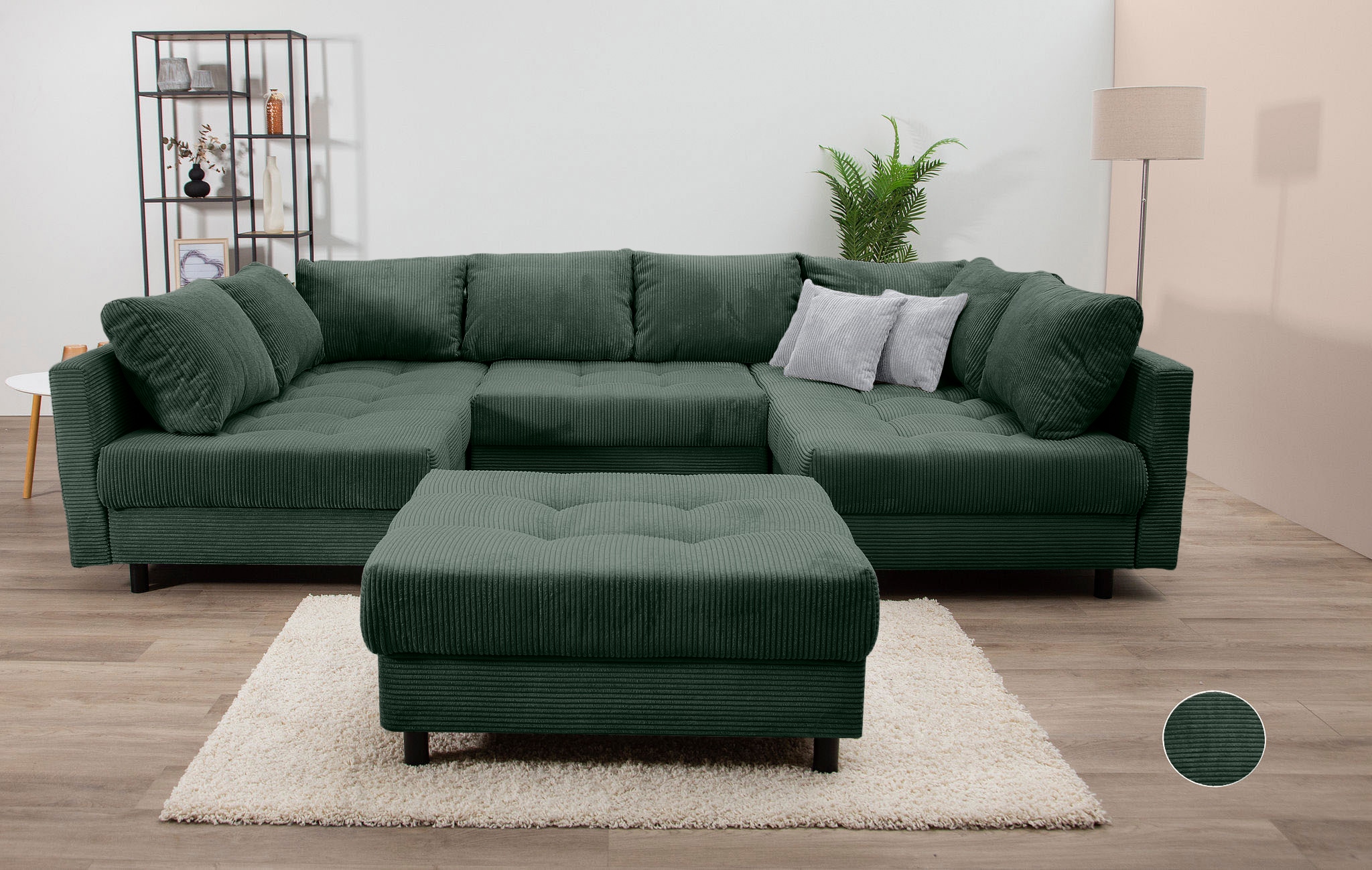 Home affaire Wohnlandschaft "Toni U-Form", mit zwei gleich großen Ottomanen günstig online kaufen