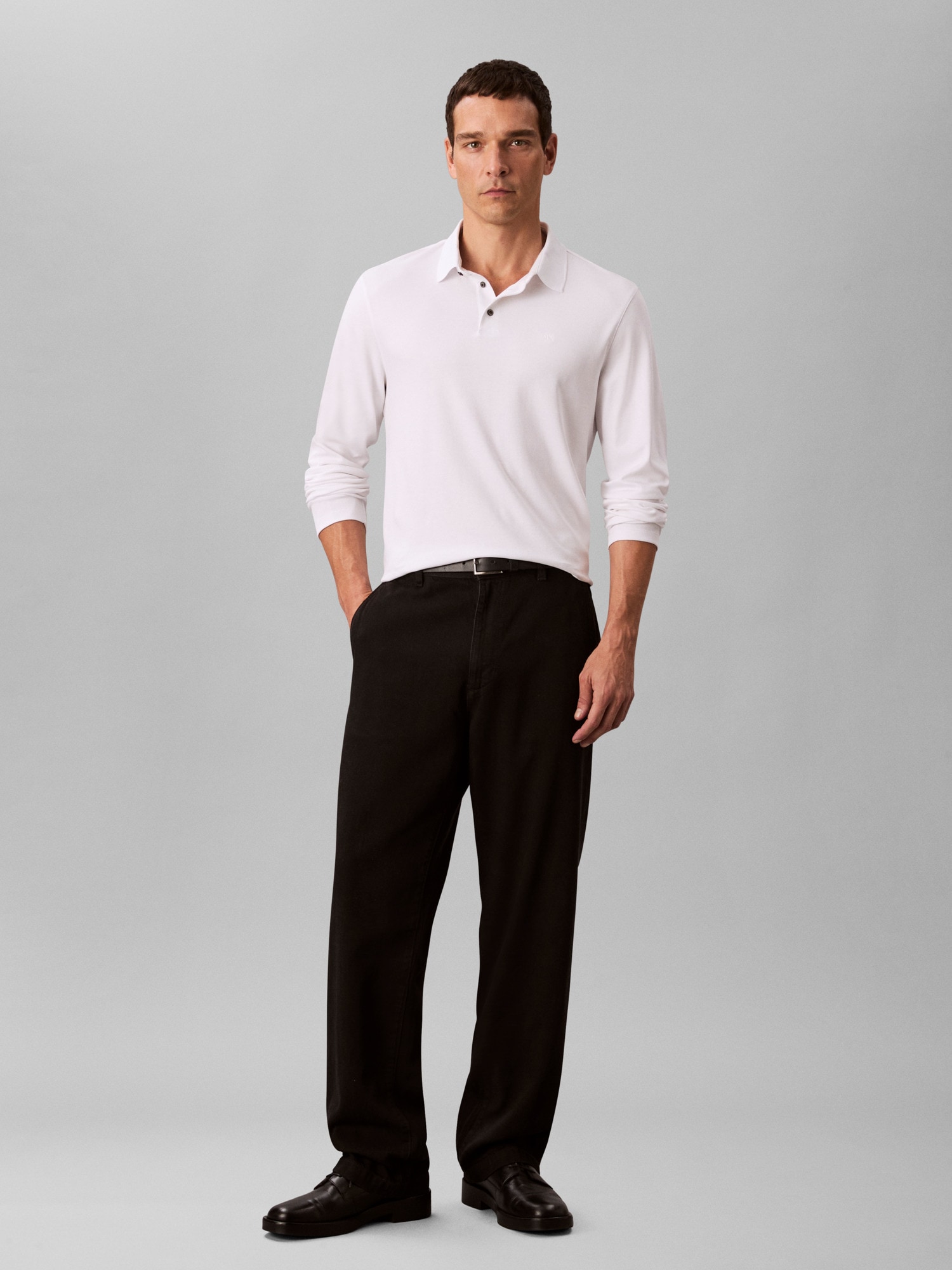 Calvin Klein Langarm-Poloshirt »LS SUPIMA COTTON SOLID POLO«, regular fit mit Rundhalsausschnitt