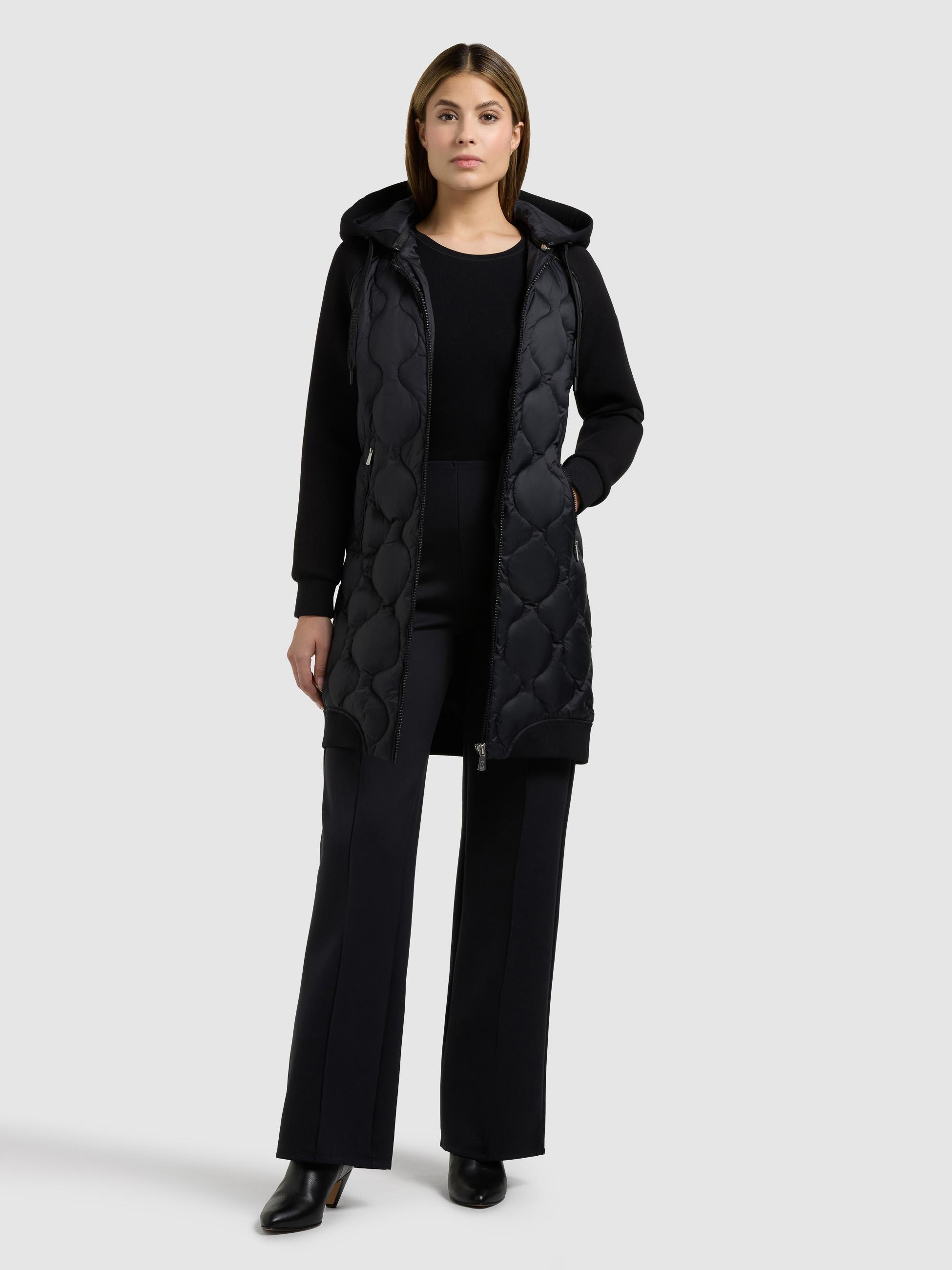 khujo Kurzmantel »Nora« Materialmix-Mantel mit abnehmbarer kapuze