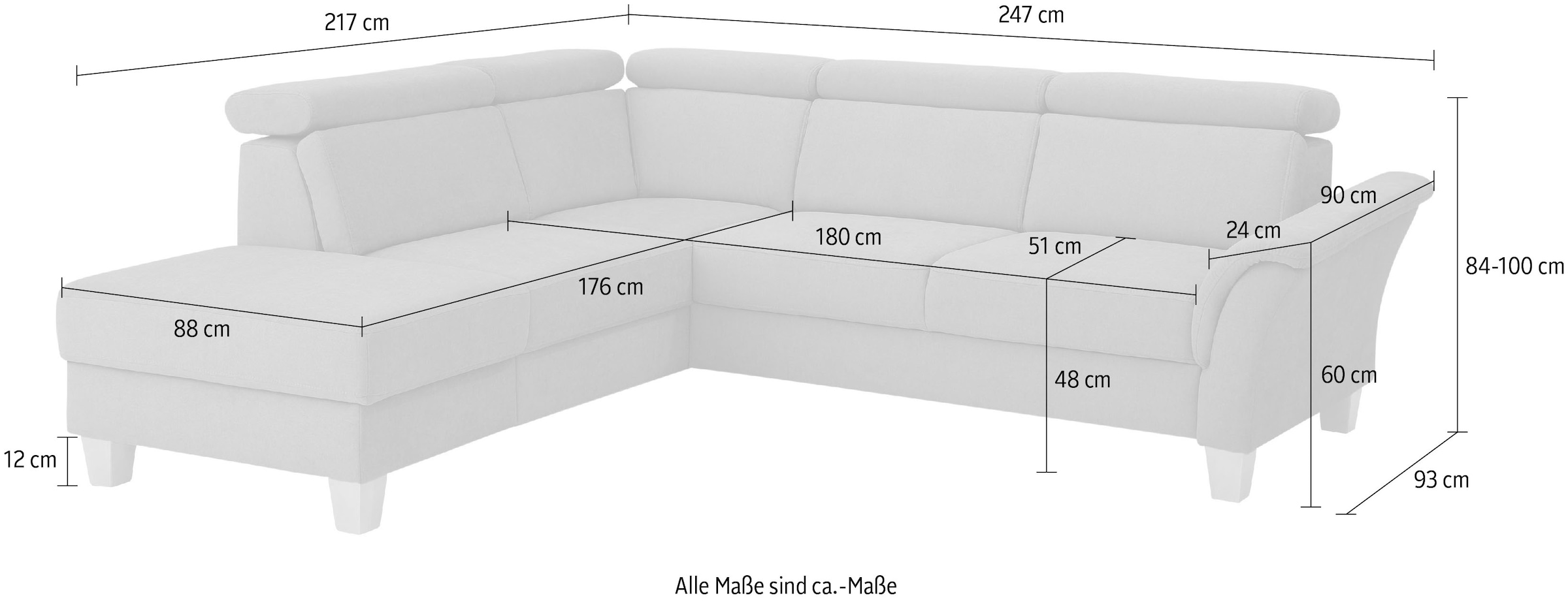 Home affaire Ecksofa »Conville L-Form« Federkern, wahlweise mit Bettfunktion und Bettkasten bzw. Stauraum