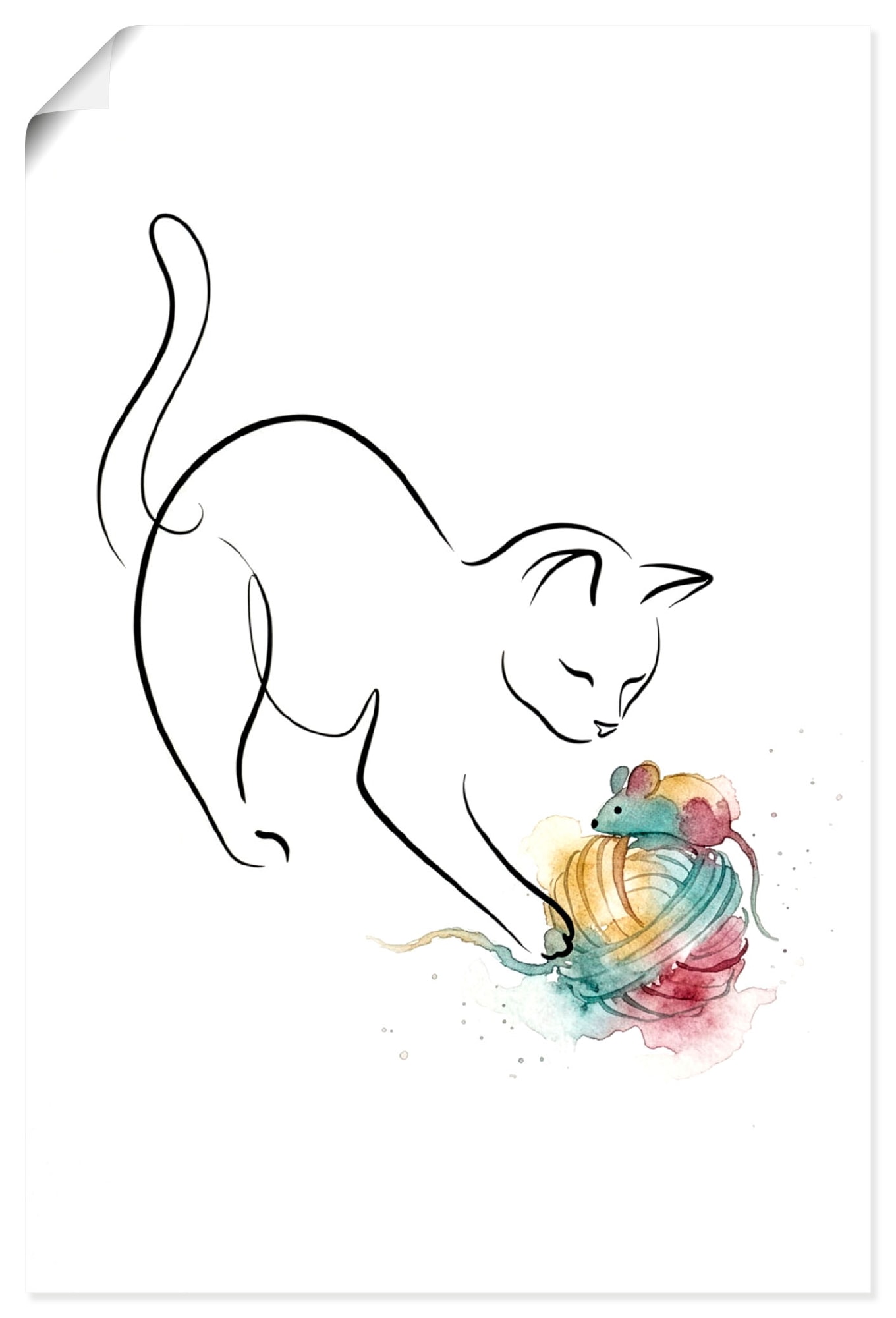 OTTO home Wandbild "Katze mit Spielzeug II" Katzenbilder 1 Stk. tlg. als Poster oder Leinwandbild in versch. Größen