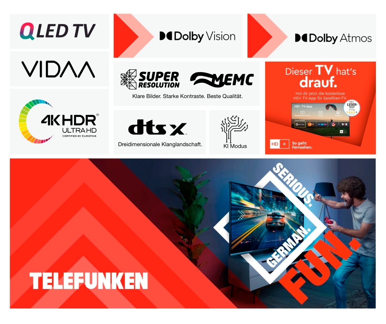 Telefunken QLED-Fernseher »D65Q750M8CW«, 4K Ultra HD, Smart-TV