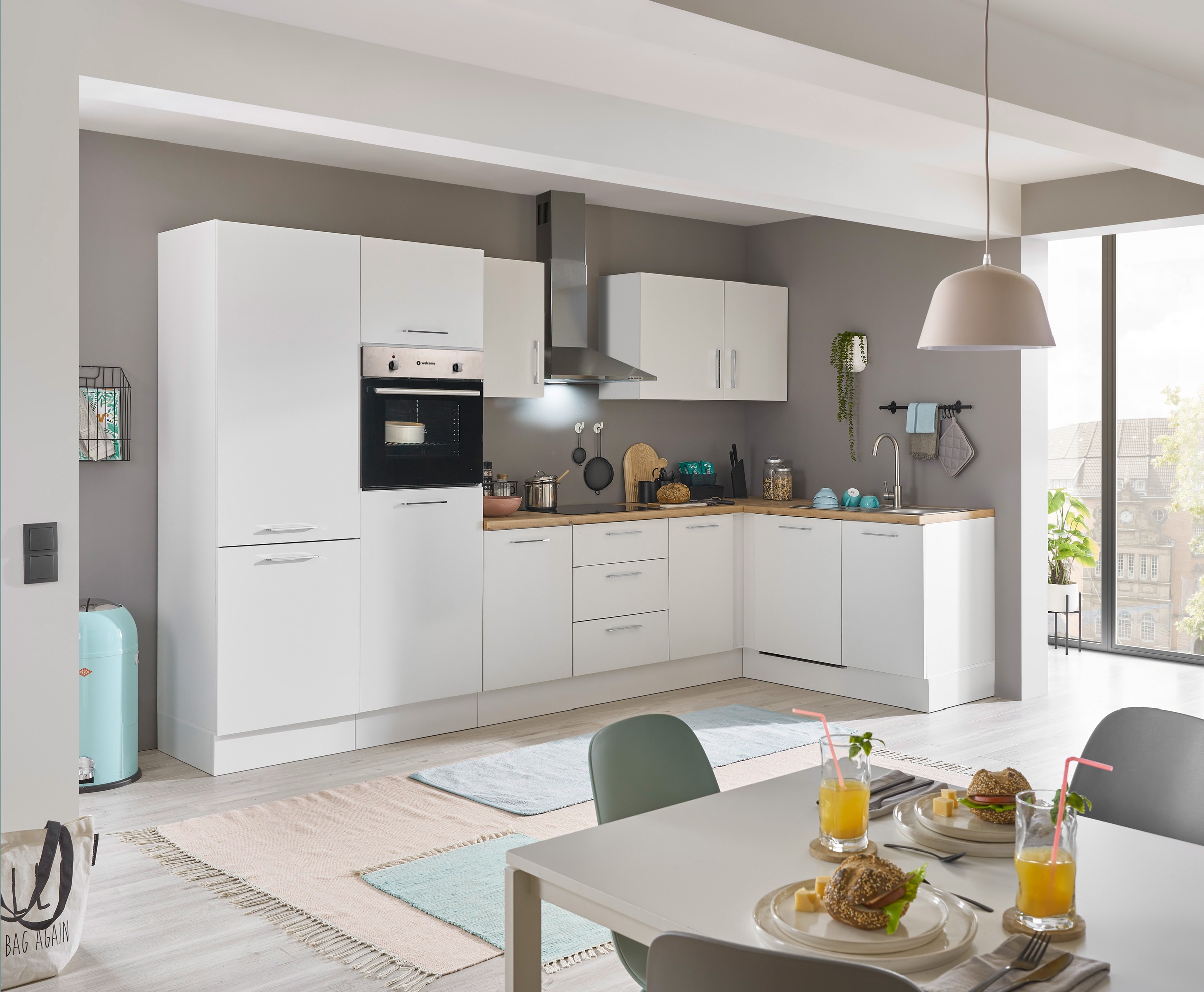 BASIC by Balculina Winkelküche »Turin«, Stellbreite 340x175 cm, wahlweise mit E-Geräten