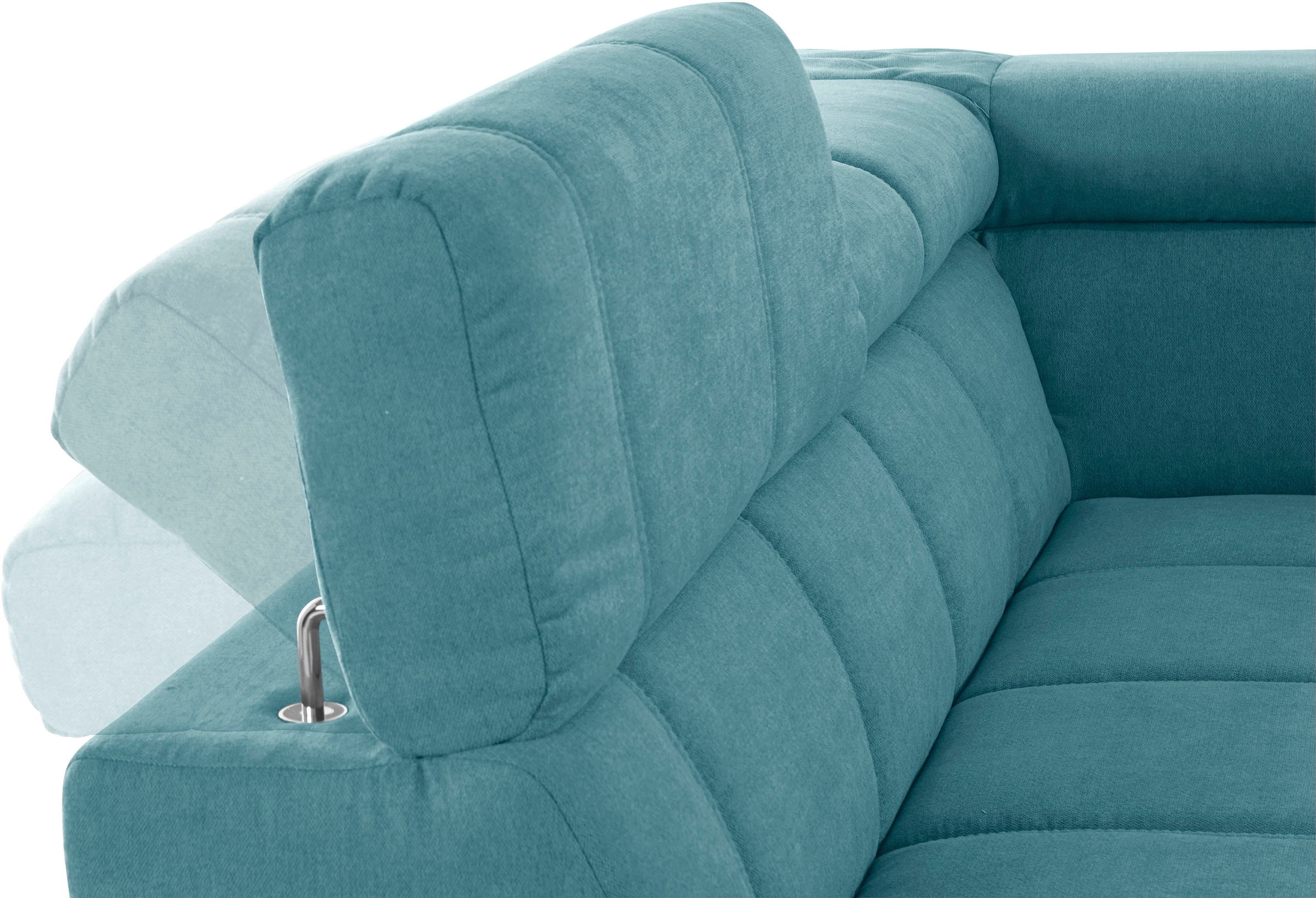 DOMO collection Ecksofa »Brandon L-Form, auch in Leder«, inklusive Kopfteilverstellung, wahlweise mit Sitztiefenverstellung