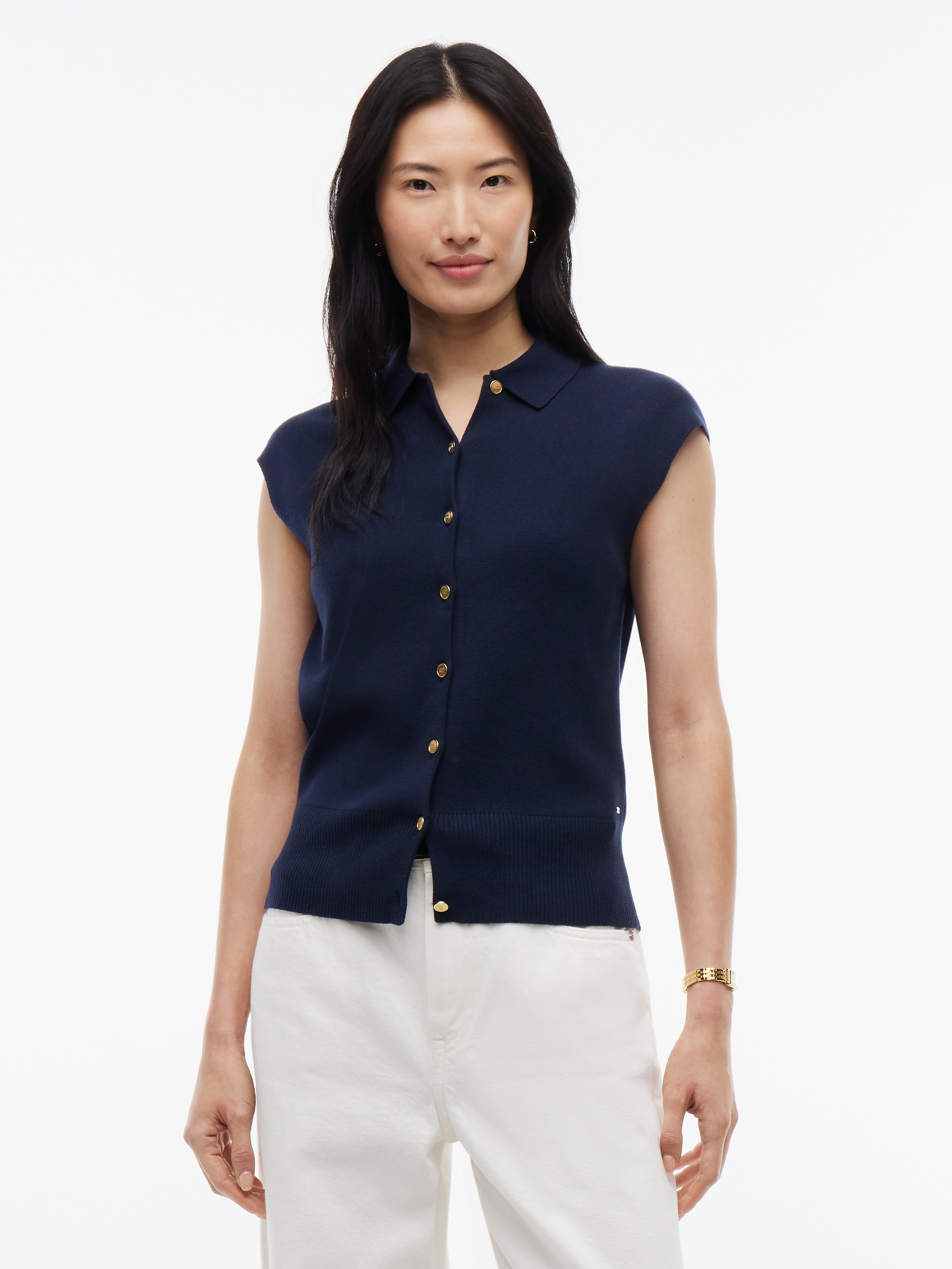 Tommy Hilfiger Strickweste "COTTON FULL NEEDLE POLO VEST" Baumwollmischung