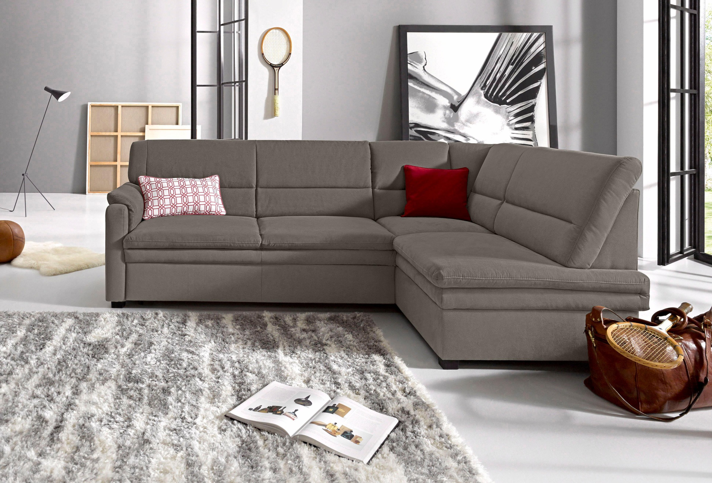 sit&more Ecksofa »Pisa L-Form«, mit Federkern, wahlweise mit Bettfunktion