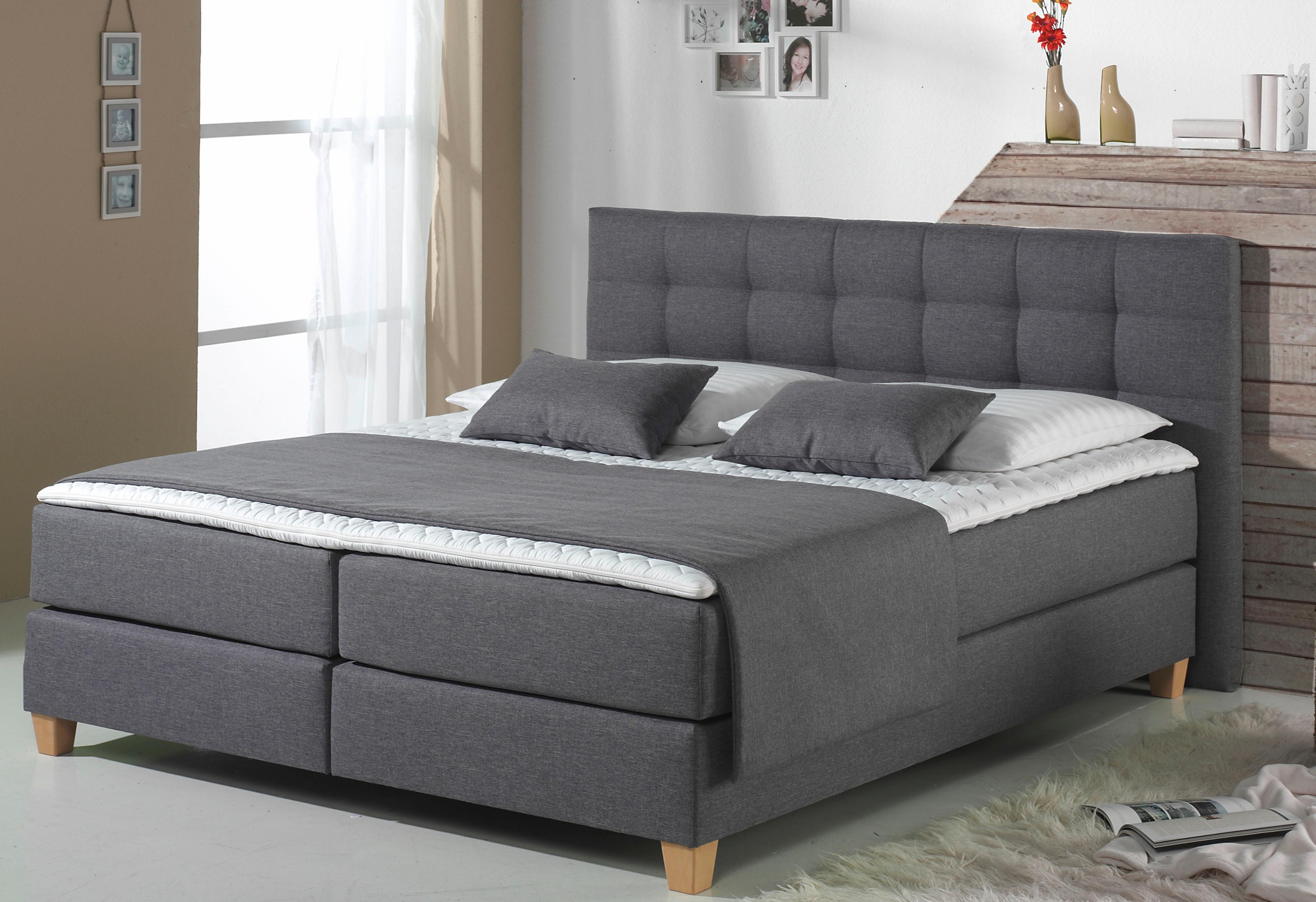 Home affaire Boxspringbett Tommy, inkl. Topper, 6 Breiten, 2 Härtegrade, TDK auch in Härtegrad 4, 3 Matratzenarten