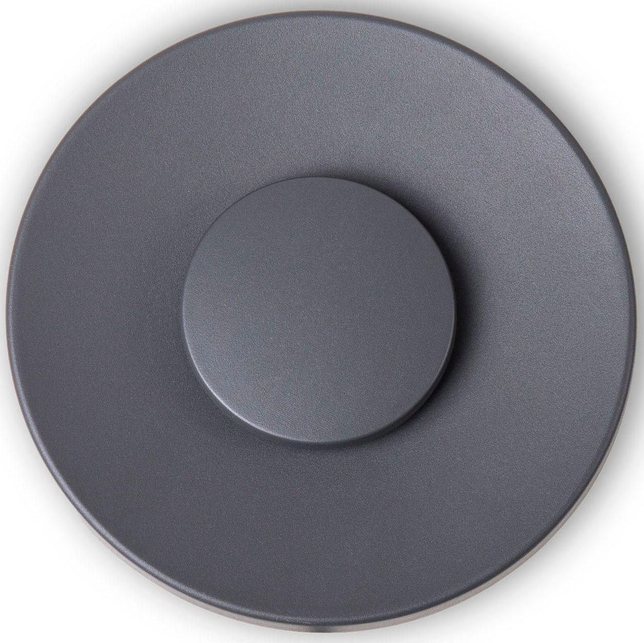 PACO HOME Wandleuchte "AURORA", grau, Ø 24cm H: 4,8cm, Leuchten, LED In & Outdoor Aussen 3000K Terrasse Rund IP54 Flur Aluminium, Wandleuchte