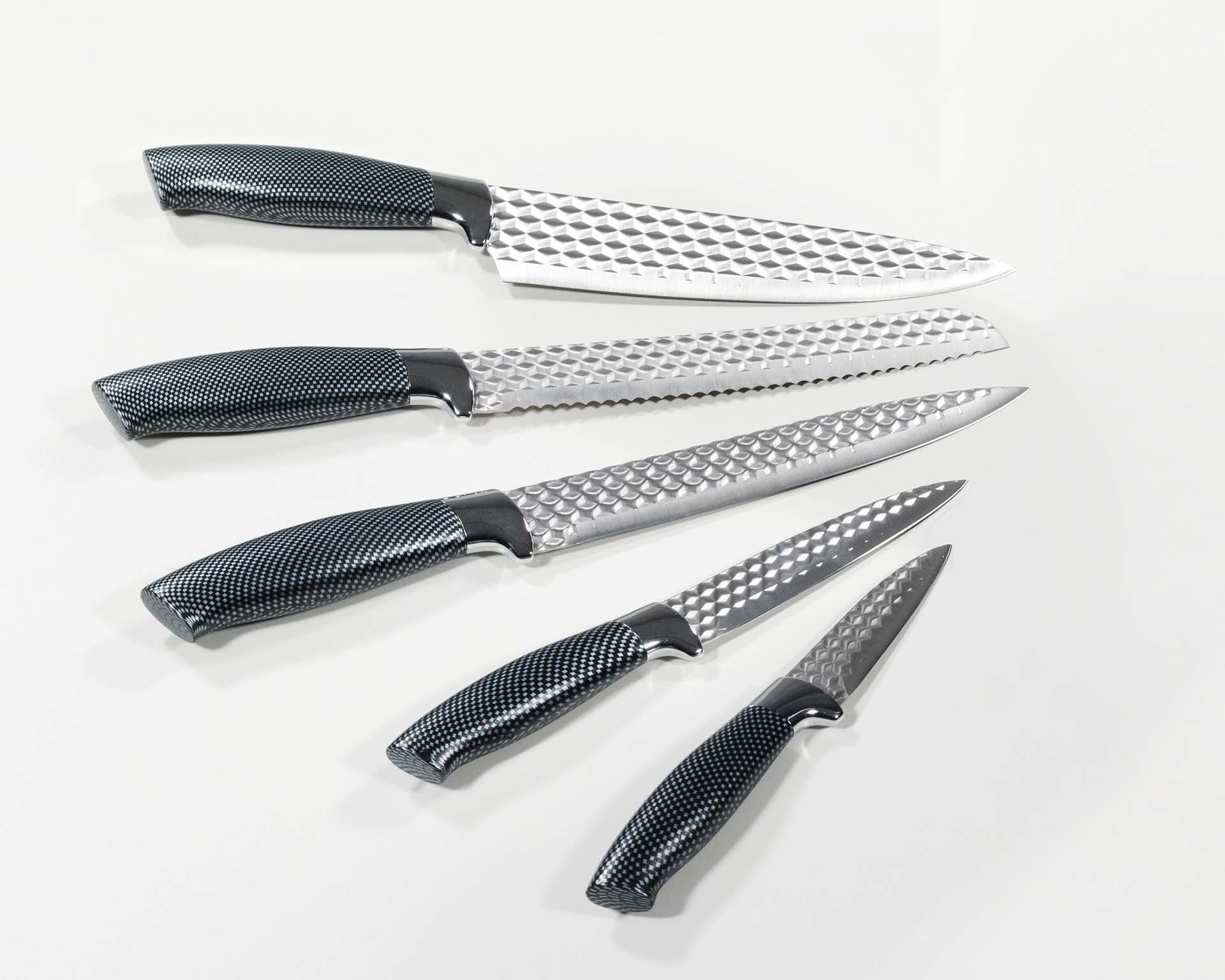 KING Messer-Set »CARBON DIAMOND«, (Set, 5 tlg.), Klingen mit Rautenstruktur