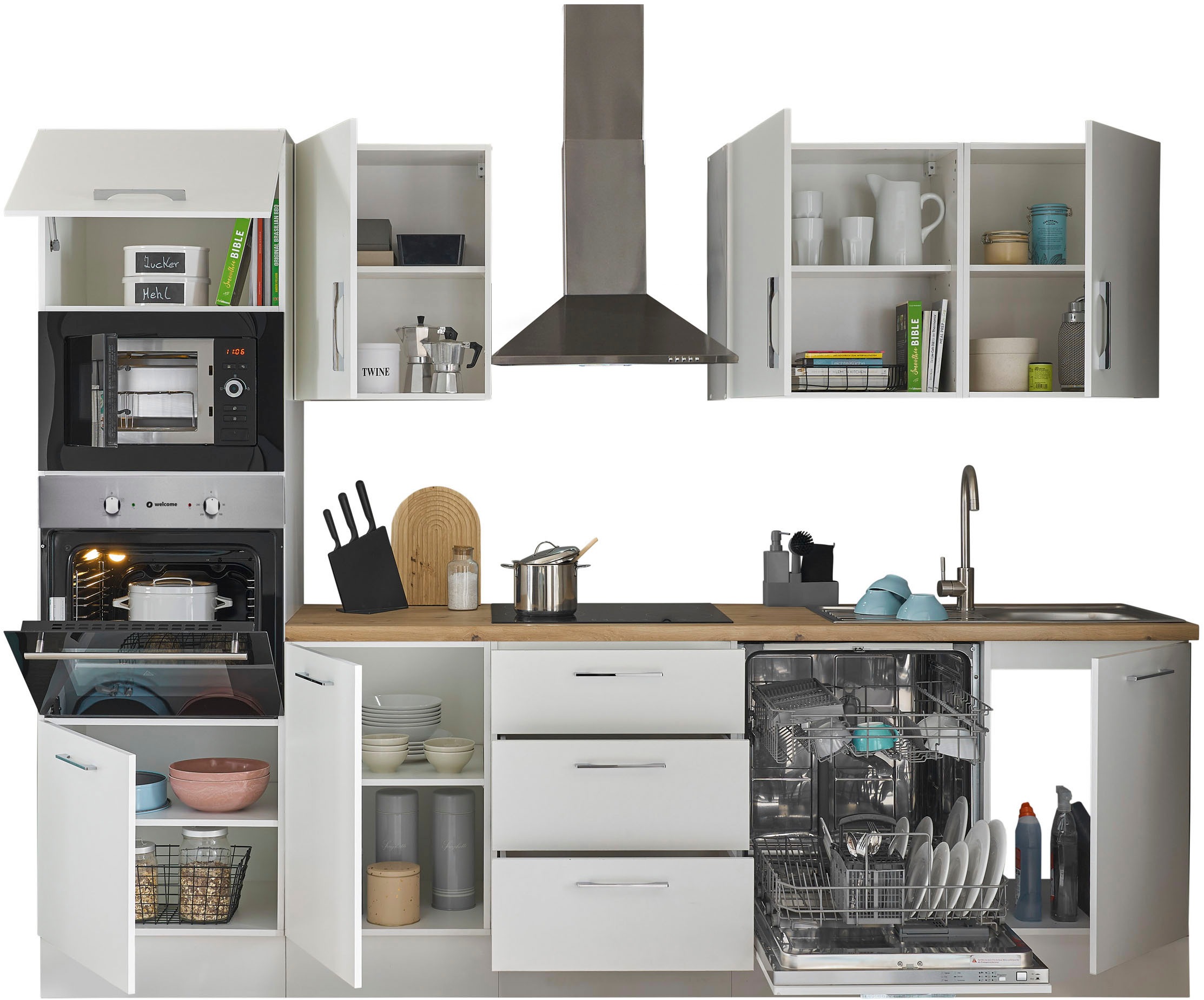 BASIC by Balculina Küchenzeile »Turin«, Breite 280 cm, wahlweise mit E-Geräten