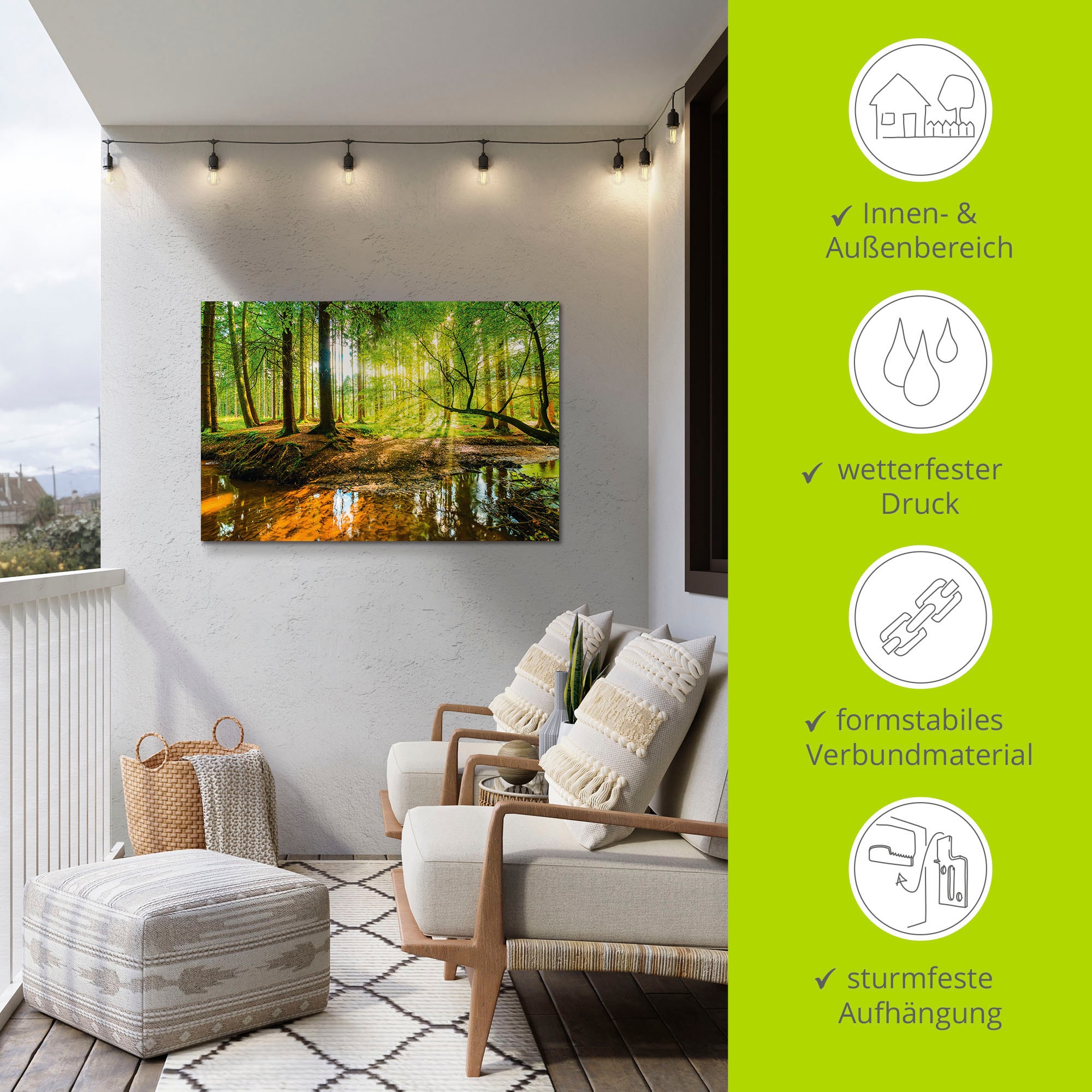 Artland Wandbild »Wald mit Bach«, Wald, (1 St.), als Alubild, Outdoorbild, Leinwandbild, Poster, Wandaufkleber