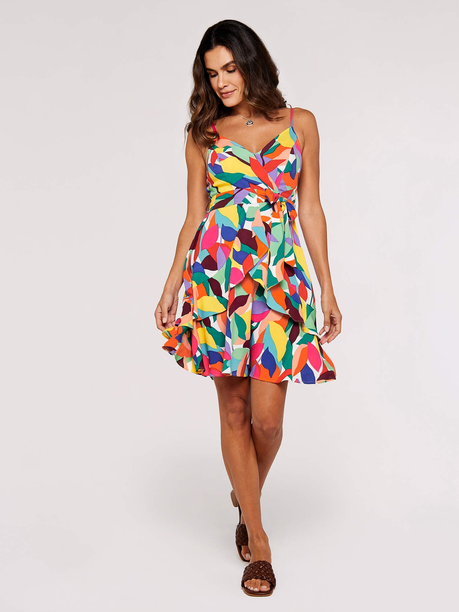 Apricot Maxikleid »Buntes Spaghettikleid« mit Bindeband, 2 tlg. in Wickeloptik