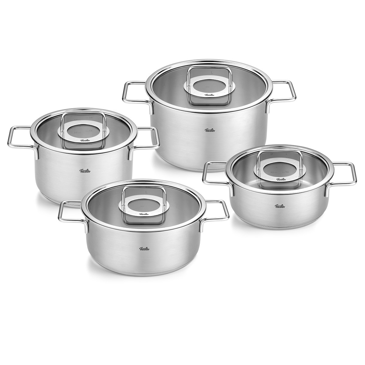 Fissler Topf-Set "Fissler Pure Collection", Edelstahl 18/10, (Set, 4 tlg., Kochtopf 20/24cm; Bratentopf 20/24cm), backof