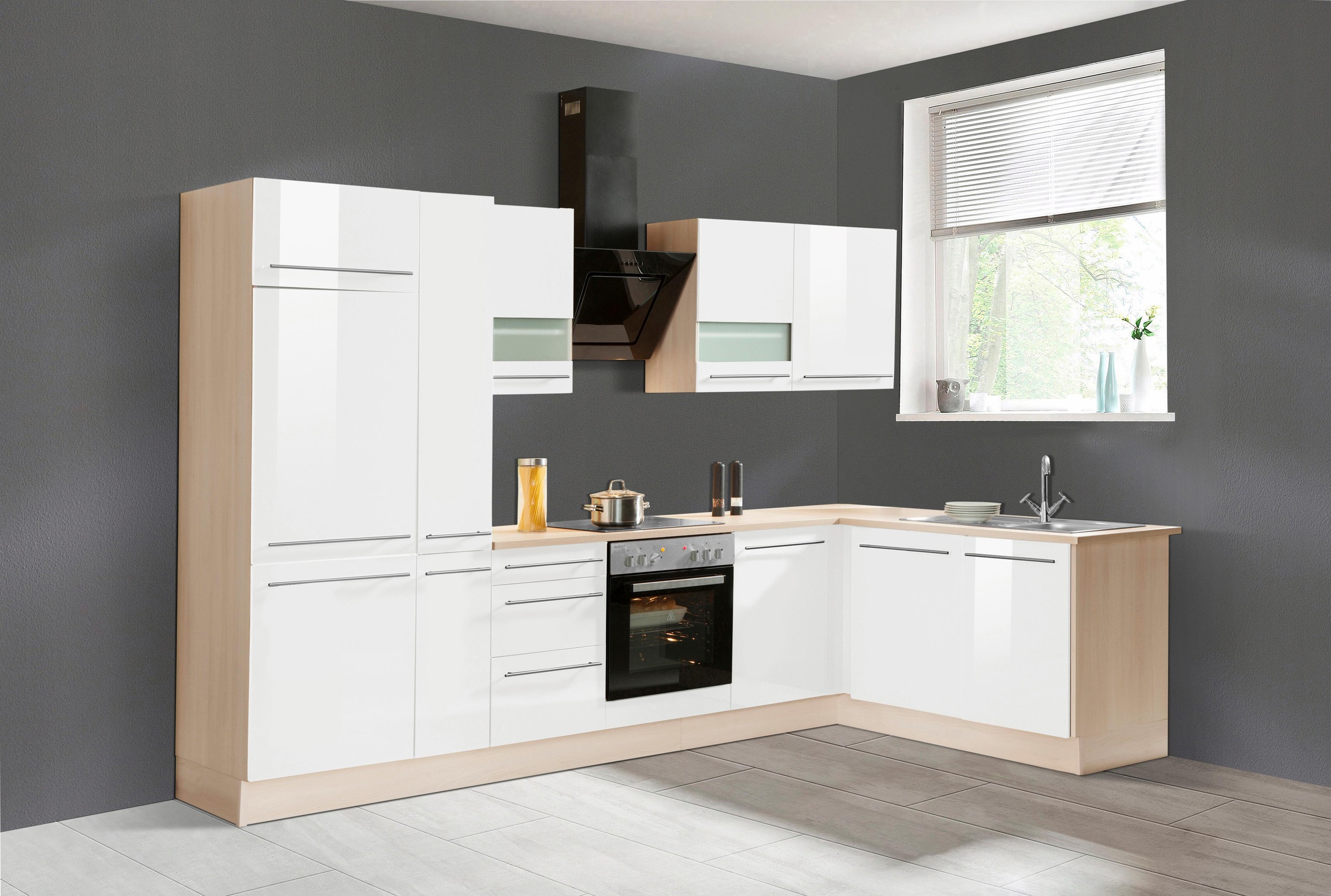 OPTIFIT Winkelküche »Bern«, Stellbreite 315x175 cm,wahlweise mit E-Geräten,höhenverstellb.Füße