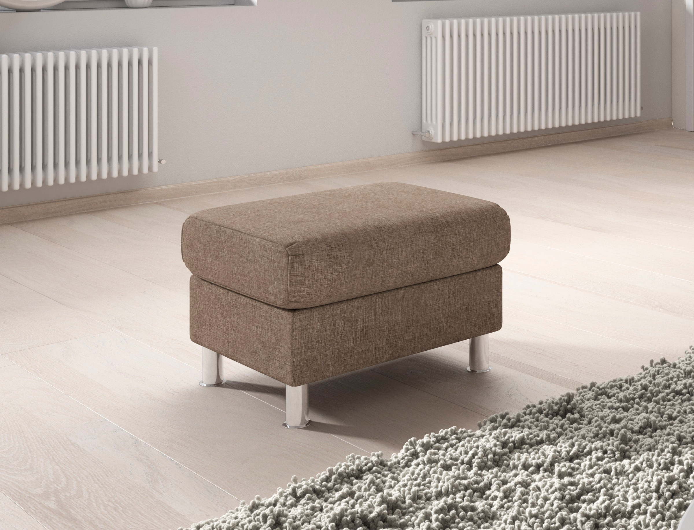 TRENDMANUFAKTUR Hocker »Rondo II zeitlos und bequem«, wahlweise mit komfortablem Federkern, frei im Raum stellbar