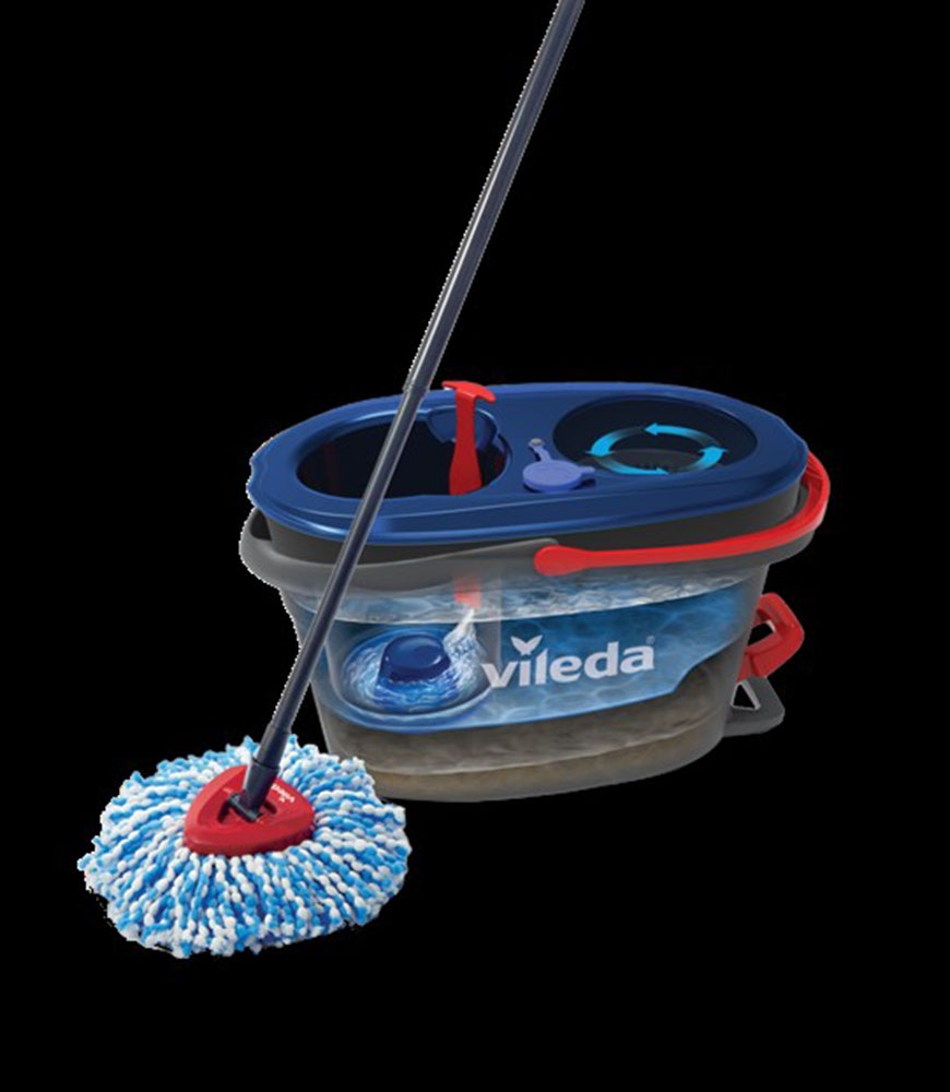 Vileda Bodenwischer-Set »Vileda H2PrO Spin Mop System«, (Set, 3 St.), Sauberes Wasser bei jedem Ausspülen