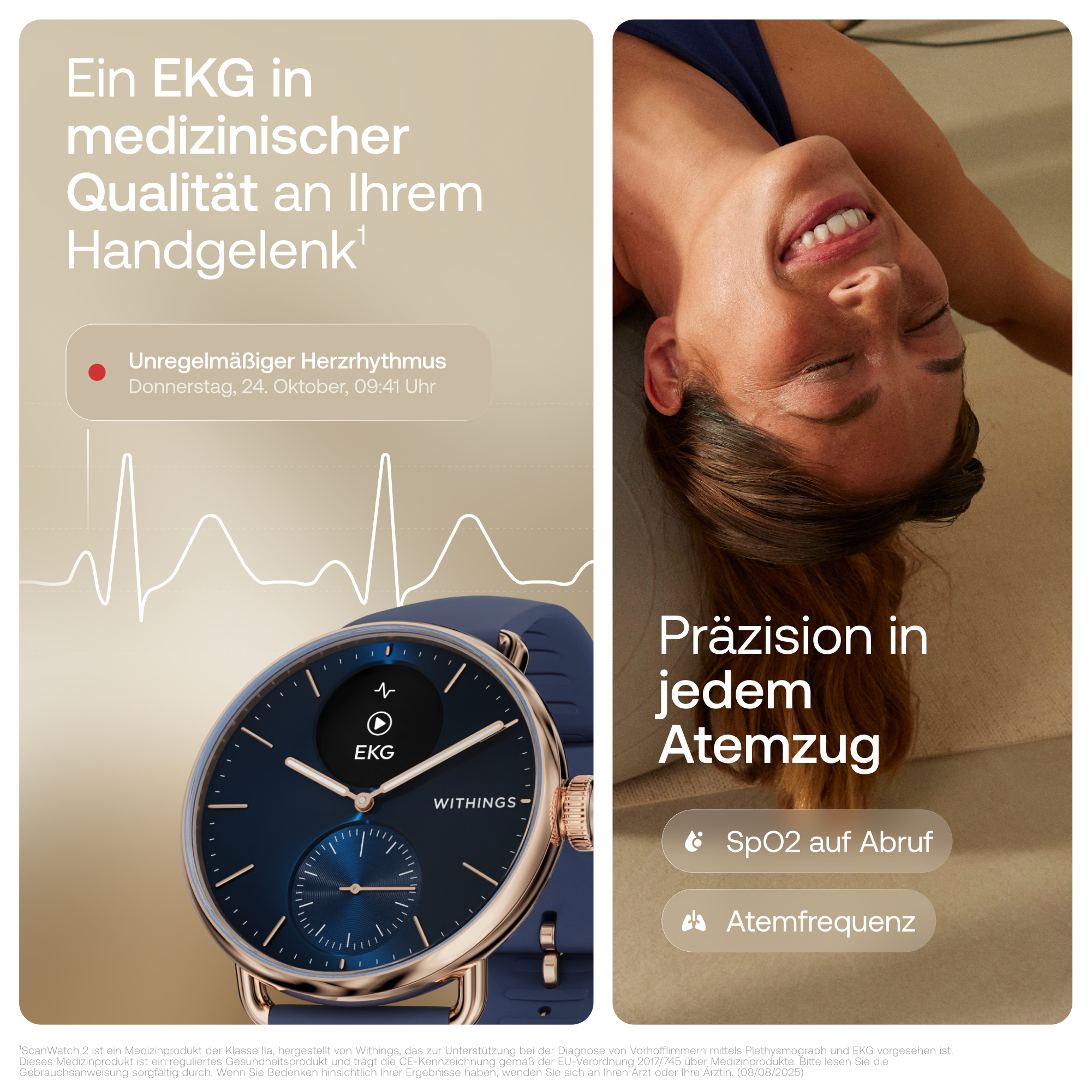 Withings Smartwatch »ScanWatch 2 38mm Rose Gold Blue« ( )