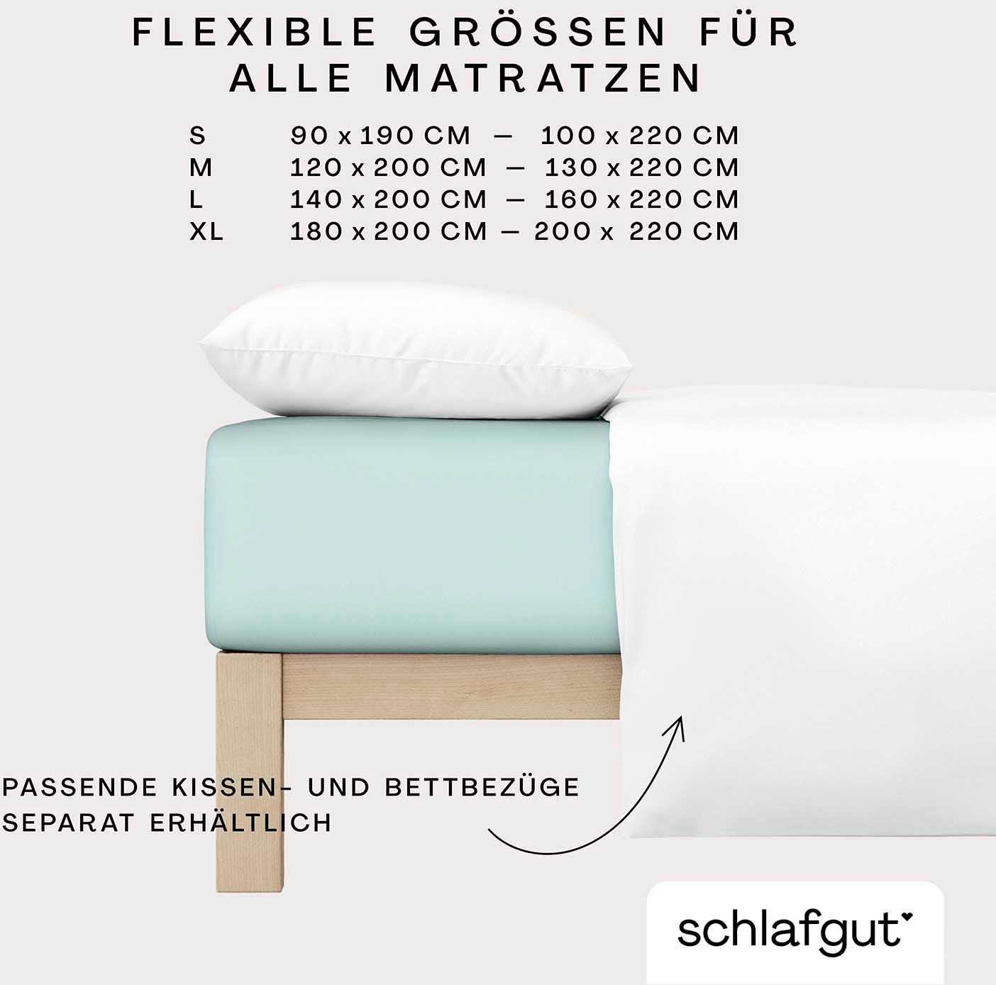 Schlafgut Spannbettlaken »PURE Bio-Baumwolle mit Elasthan, dehnbar blickdicht, straff, Bettlaken«, PREMIUM Laken für Matratzen bis 30cm Höhe, in 90x200, 140x200, 180x200