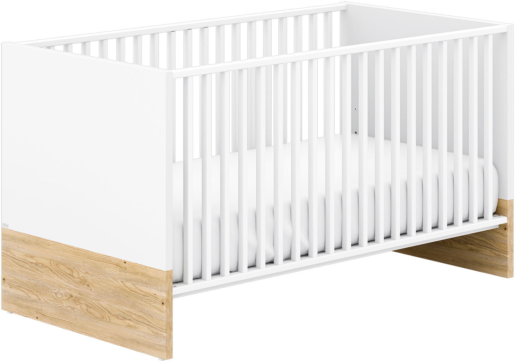 PAIDI Babymöbel-Set »YOLANDA, 4-teiliges Babyzimmer in Weiß, hochwertiges Komplettset« Spar-Set, 70x140cm Babybett, Kleiderschrank 3-türig, Wickelkommode & Aufsatz, 4 tlg. Kinderzimmer, Soft-Close-Funktion, mitwachsendes Bett inkl. Lattenrost