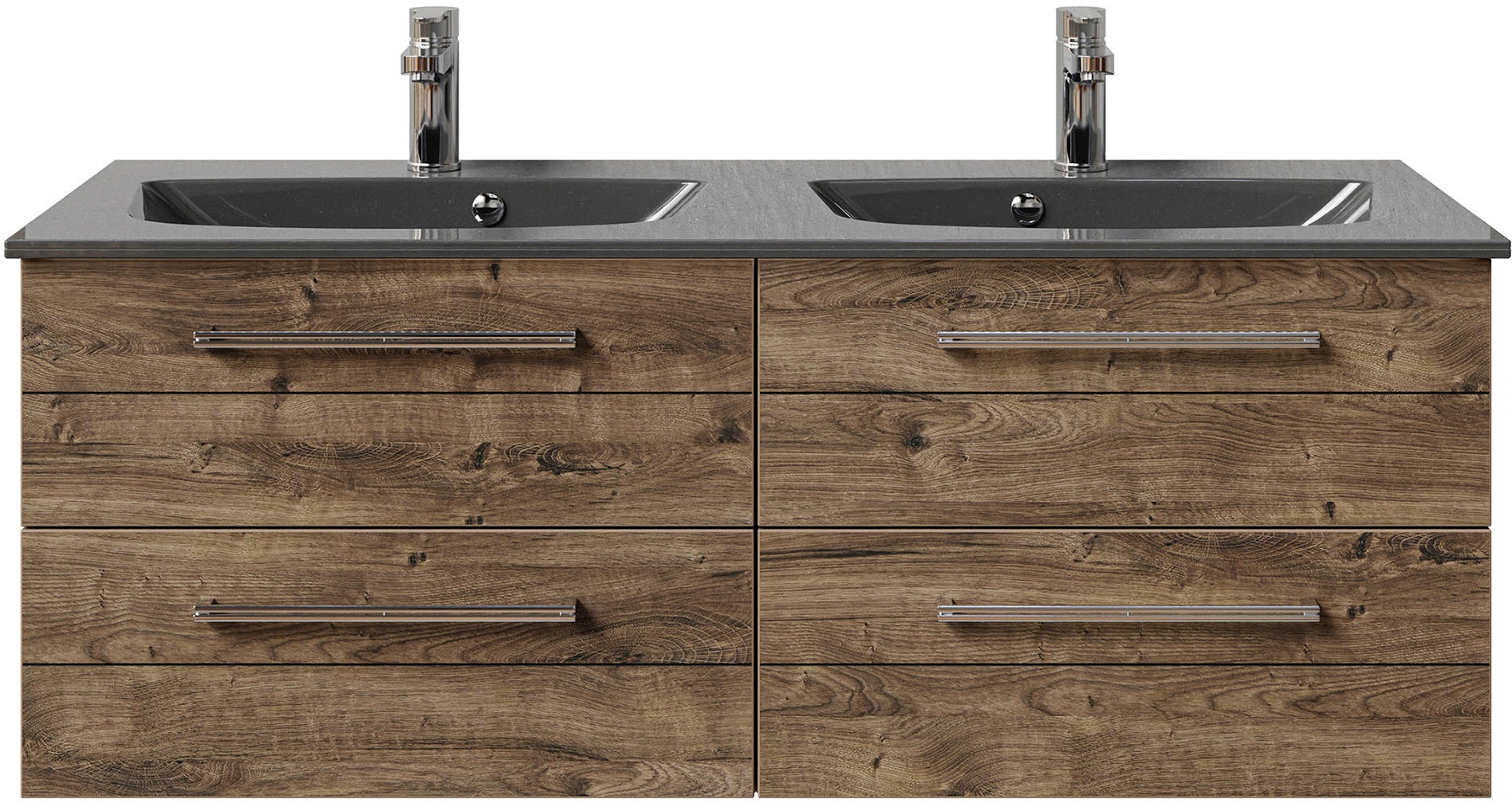 Saphir Waschtisch »Serie 6025 Mineralmarmor-Waschtisch mit Unterschrank, 132 cm breit«, Doppel-Waschplatz mit 4 Schubladen, hängend, verschiedene Ausführungen