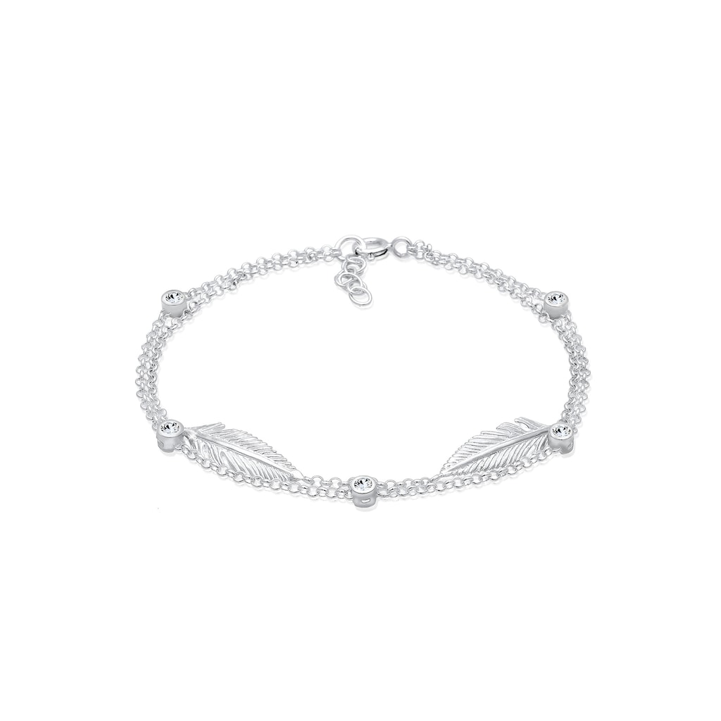 Elli Armband »Feder Layer Kristalle 925er Silber«