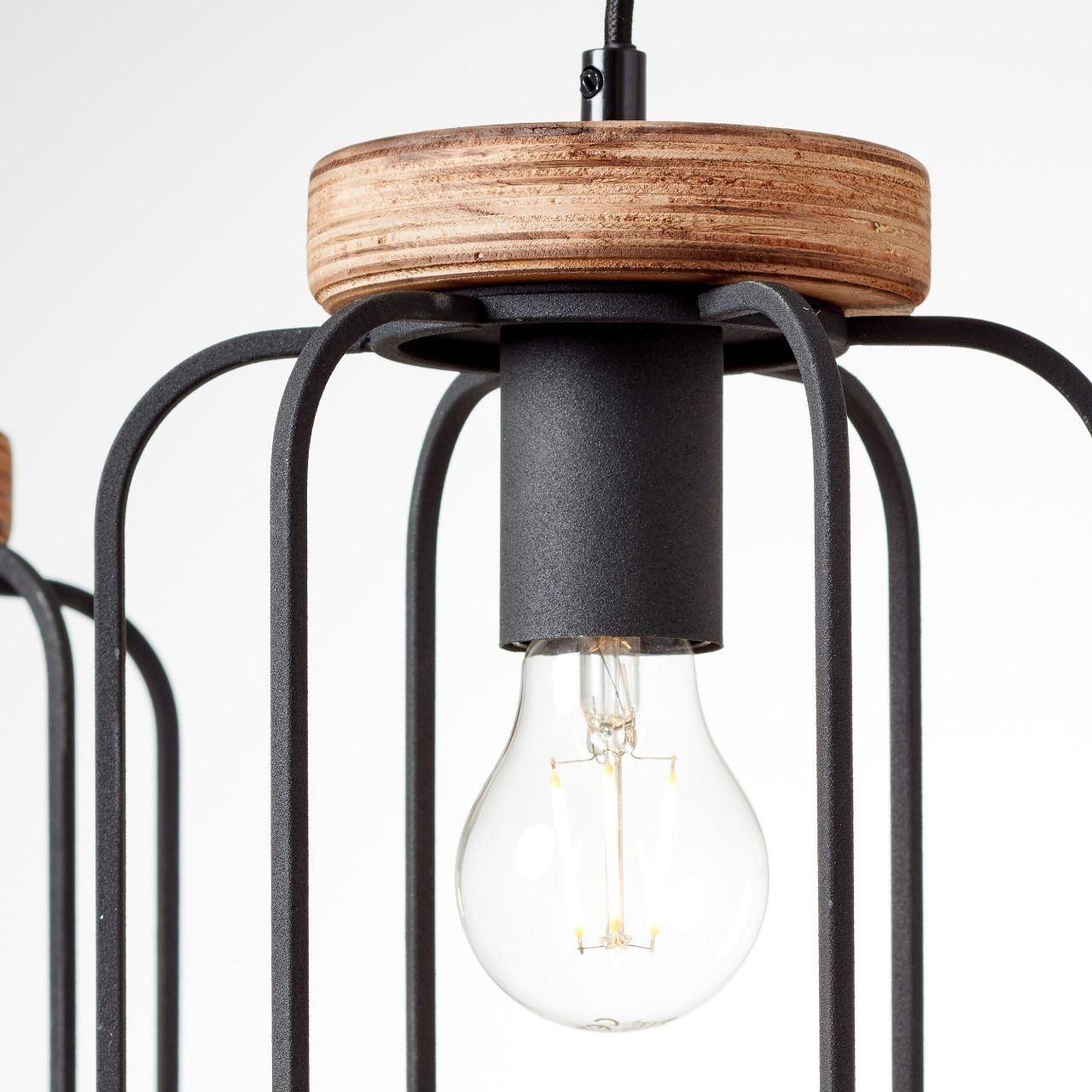 Brilliant Pendelleuchte »Tosh«, 3 flammig, Leuchtmittel E27 | ohne Leuchtmittel, 3flg Reihe antik holz/schwarz korund