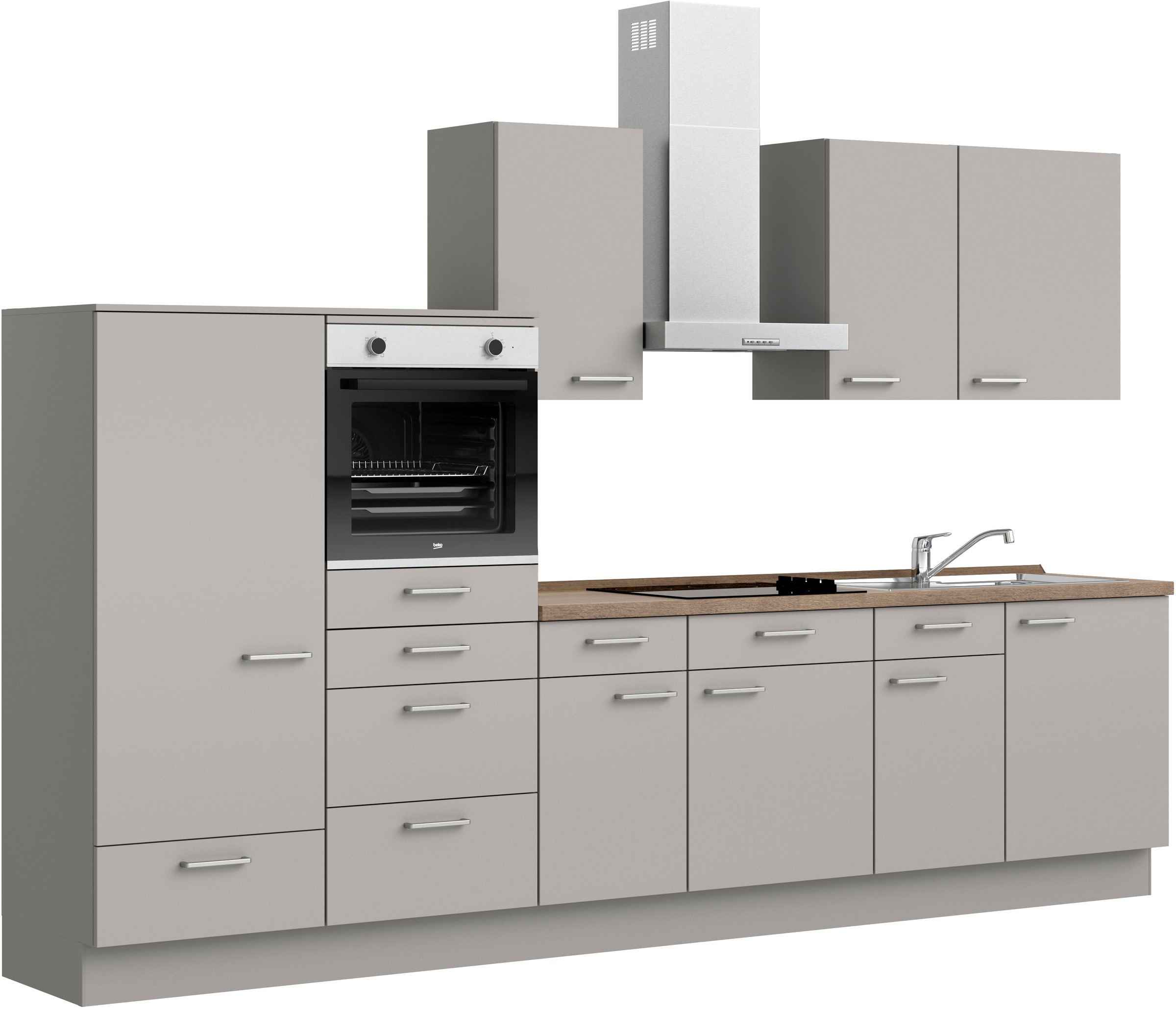 nobilia® Küchenzeile »"Touch I"«, vormontiert, Ausrichtung wählbar, Breite 330 cm, wahlw. mit E-Geräten