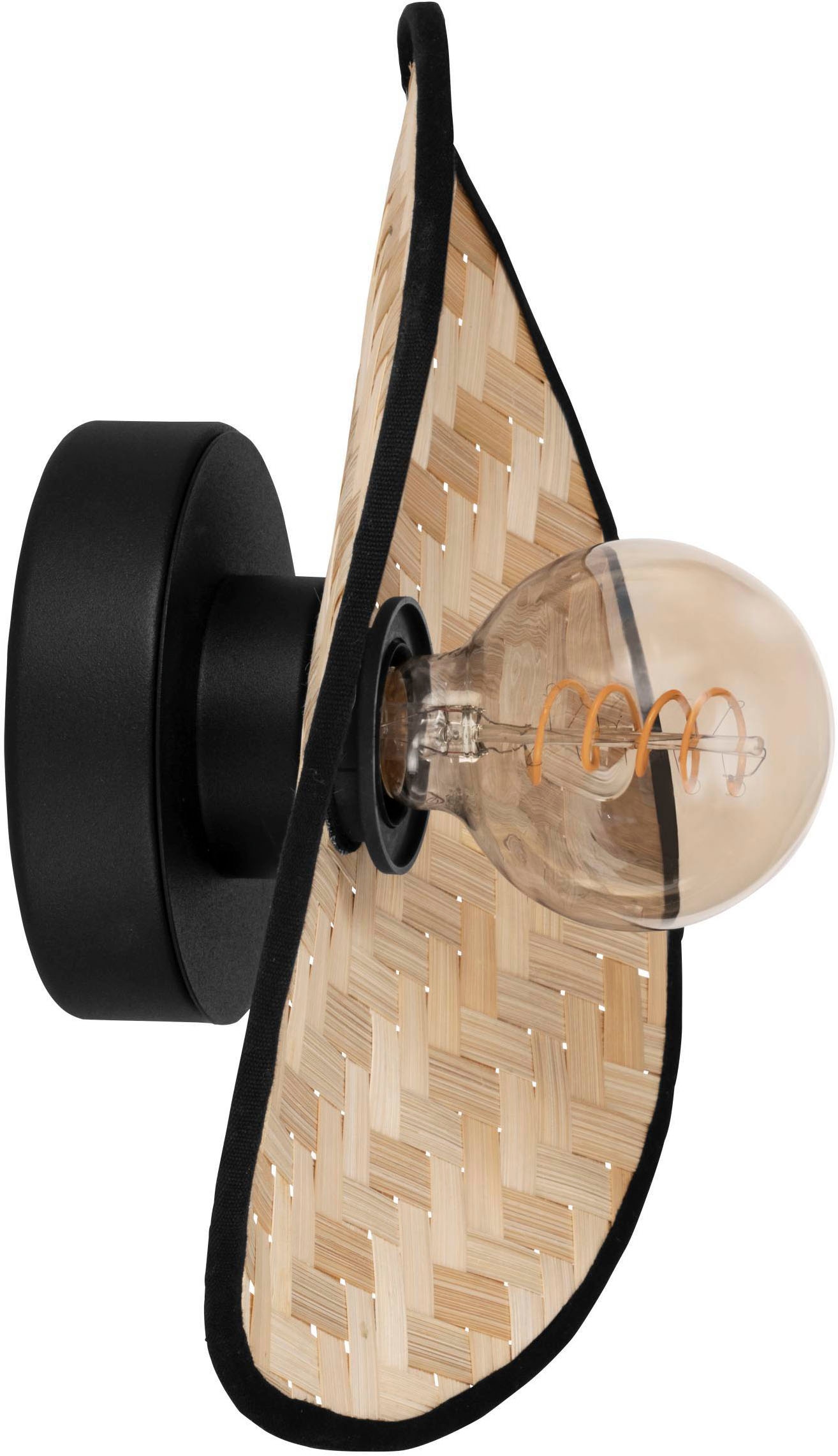 EGLO Wandleuchte »Marywell Wandlampe, Wohnzimmerlampe Japan-Stil aus Metall und Bambus« E27 1 Stk. Wand-/Deckenleuchte - L20 x H30 x AL11,5 cm - schwarz - 1X40W exkl.