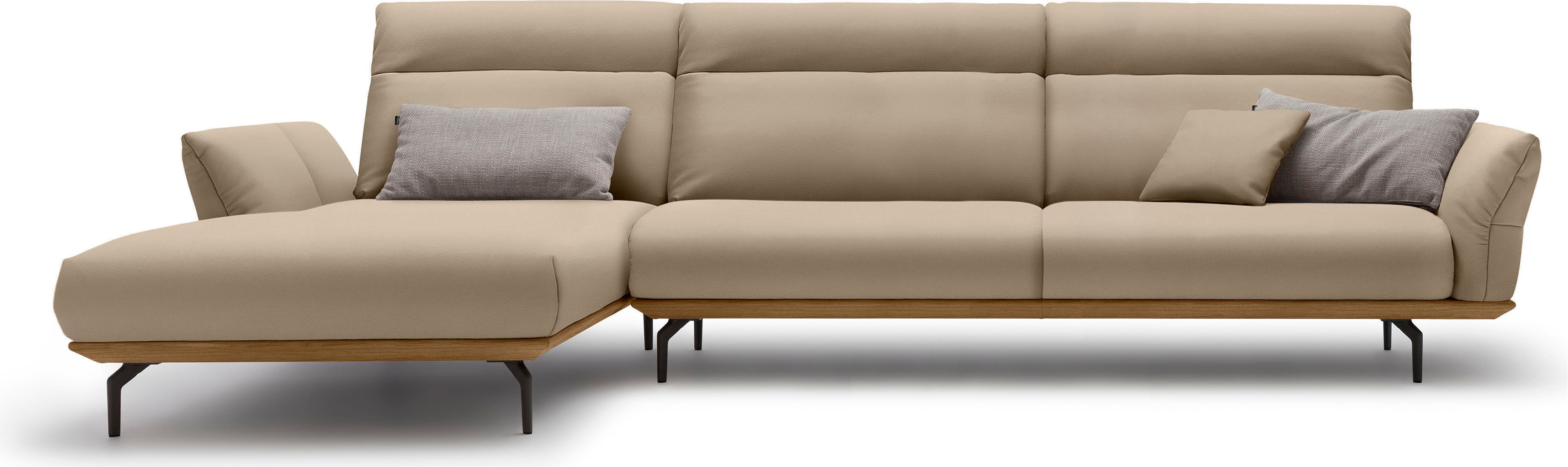 Creation BY ROLF BENZ Ecksofa "CR.460 Designsofa mit erstklassigem Sitzkomfort" Sockel in Nussbaum, Winkelfüße in Umbragrau, Breite 338 cm