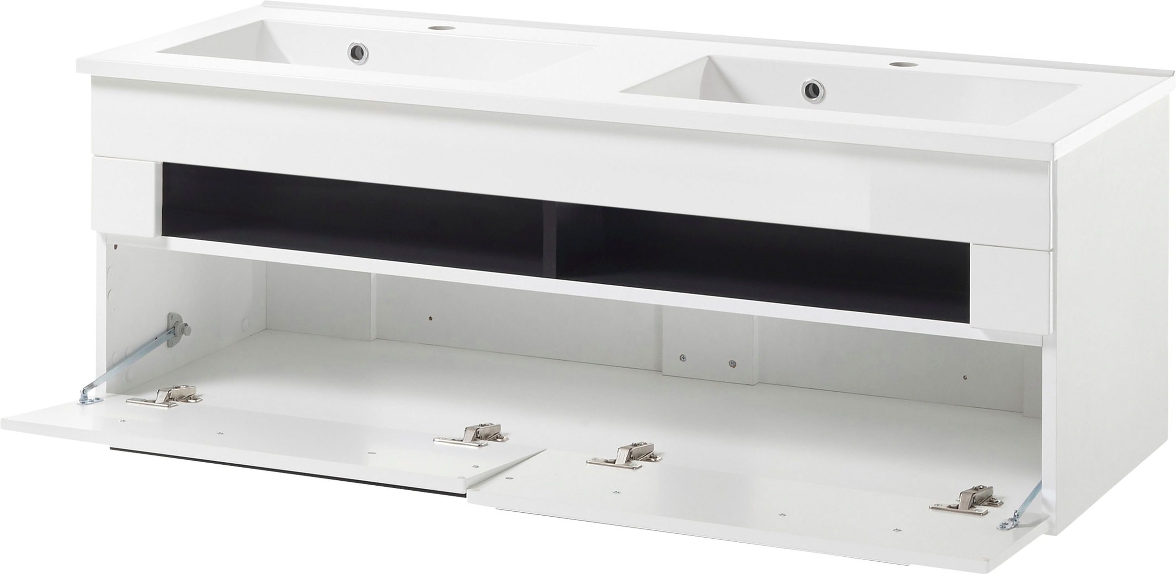 Thumbnail - Home affaire Waschtisch "Cantara, Waschtisch inkl. Waschbecken, modernes Design" mit schwarzen Griffen, ausreichend Stau...