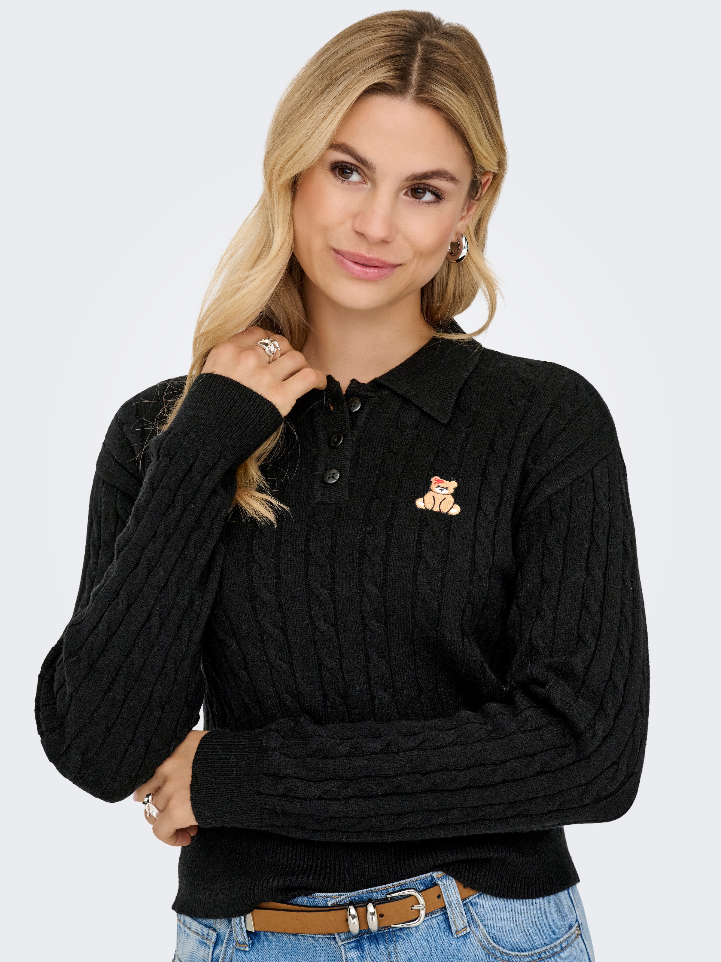 ONLY Strickpullover "ONLKATIA LS CABLE POLO CC KNT" günstig online kaufen