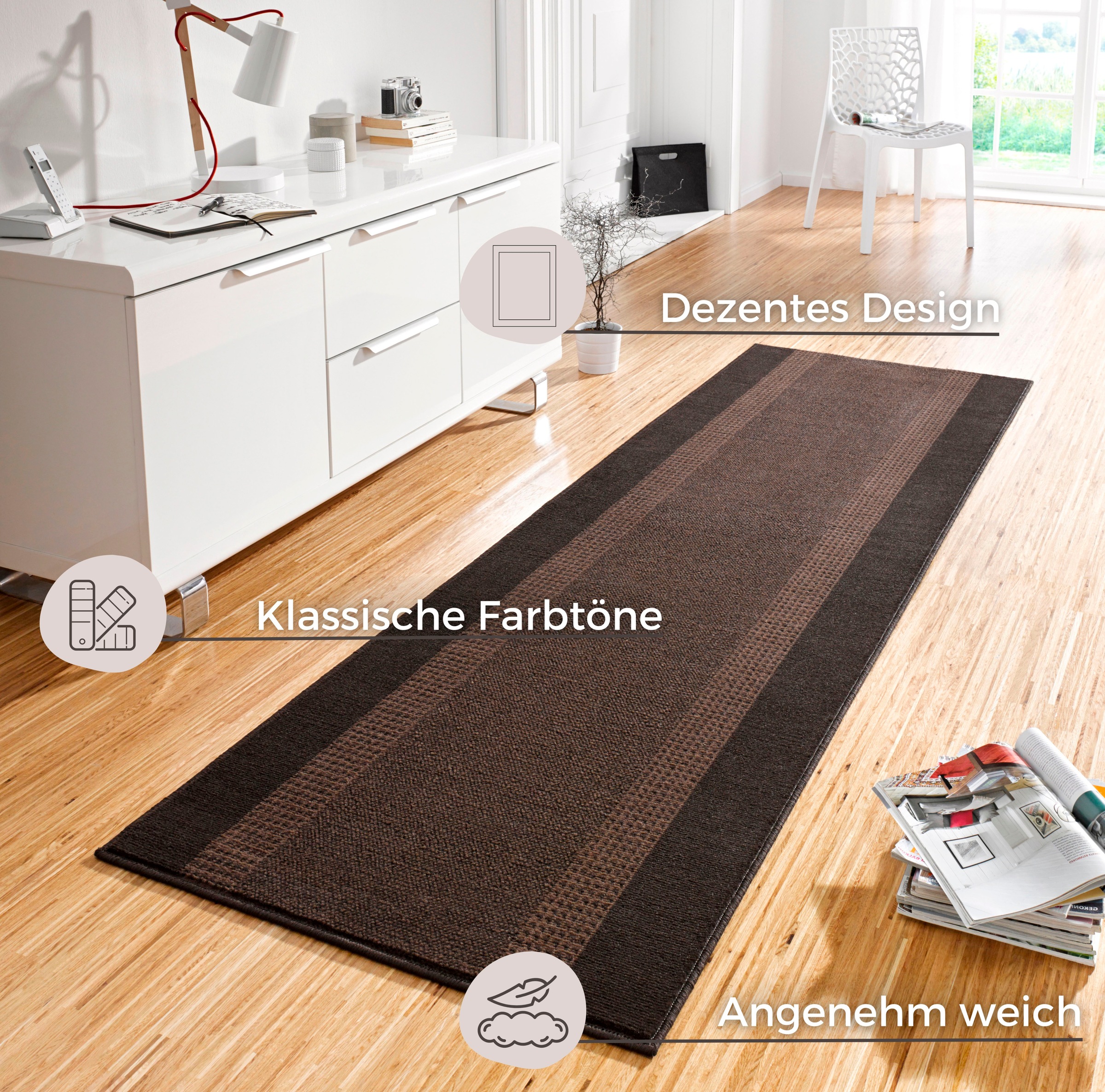 HANSE Home Teppich »Band«, rechteckig, 9 mm Höhe, Kurzflor, weich, Läufer Größen, Wohnzimmer, Schlafzimmer, Esszimmer