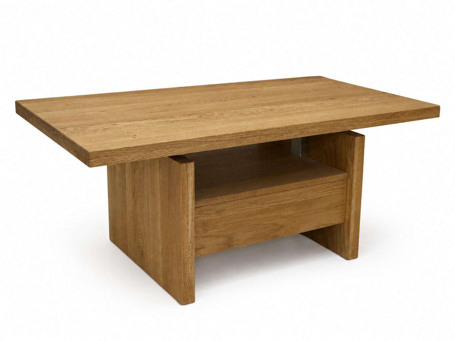 OTTO home Couchtisch »Ravenna, Kaffeetisch« Wildeiche Natur/Smoke massiv, Liftfunktion, Schublade, Ablage