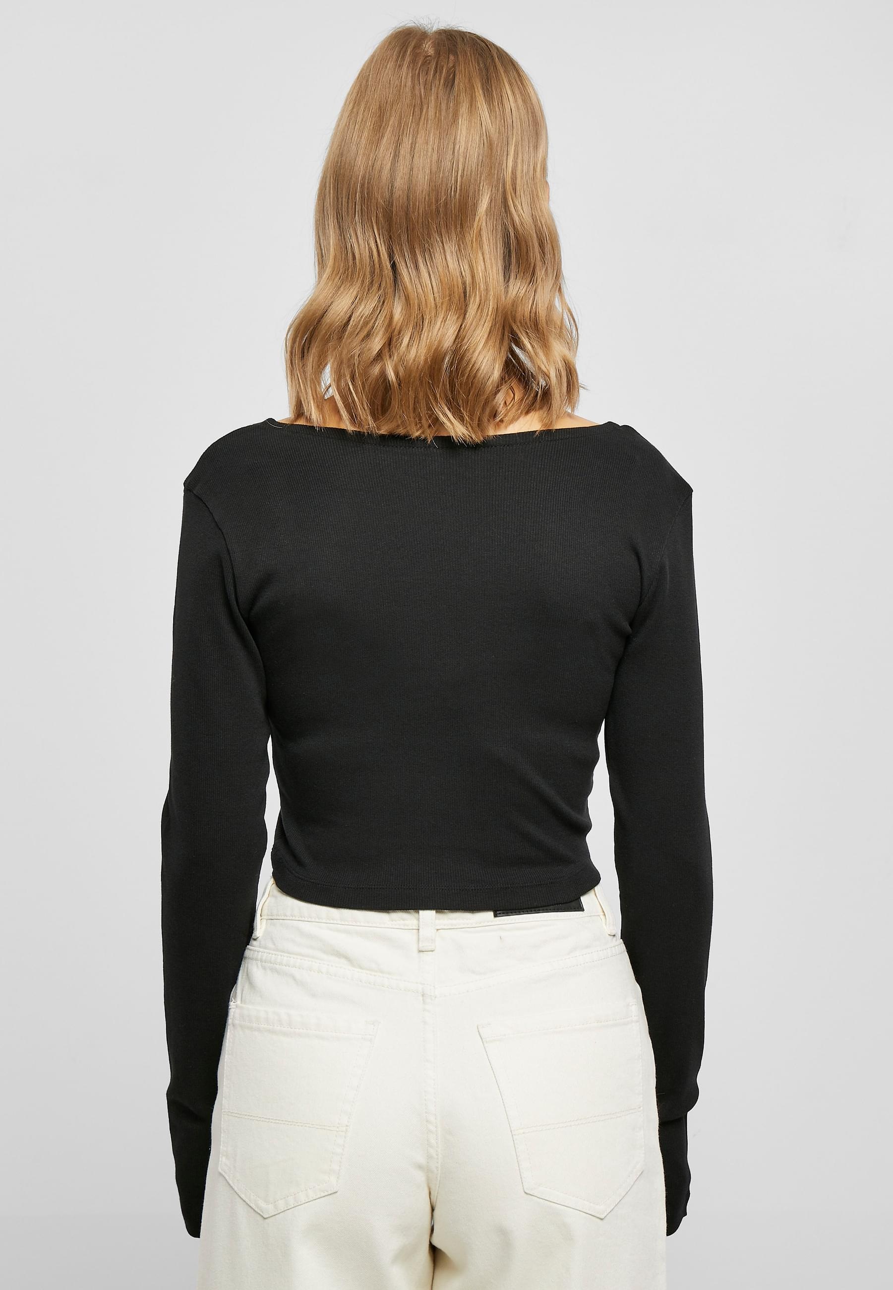 URBAN CLASSICS Longsleeve »Urban Classics Damen Ladies Short Rib Corsage Longsleeve«, (1 tlg.)