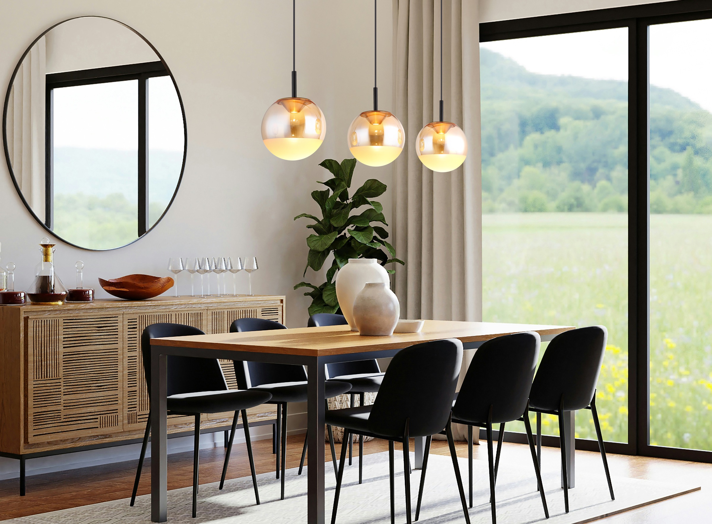 GLOBO LIGHTING Hängeleuchte »SEVERIN« LED-Modul 1 Stk. Warmweiß Hängelampe Esszimmer-Leuchte Esstischleuchte Wohnzimmer