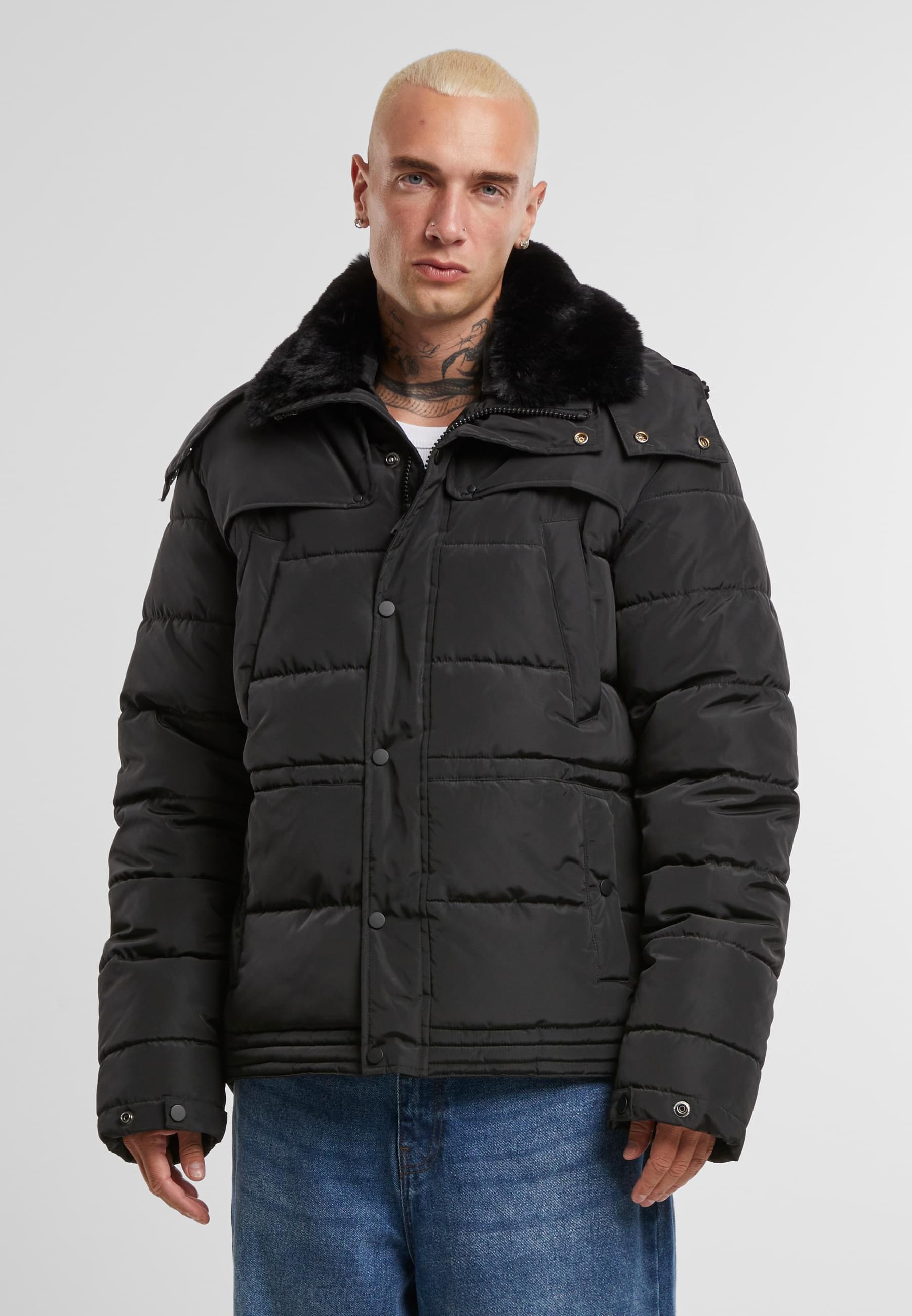 URBAN CLASSICS Winterjacke »Urban Classics Puffer Jacket With Detachable Fur Collar«, (1 St.), ohne Kapuze
