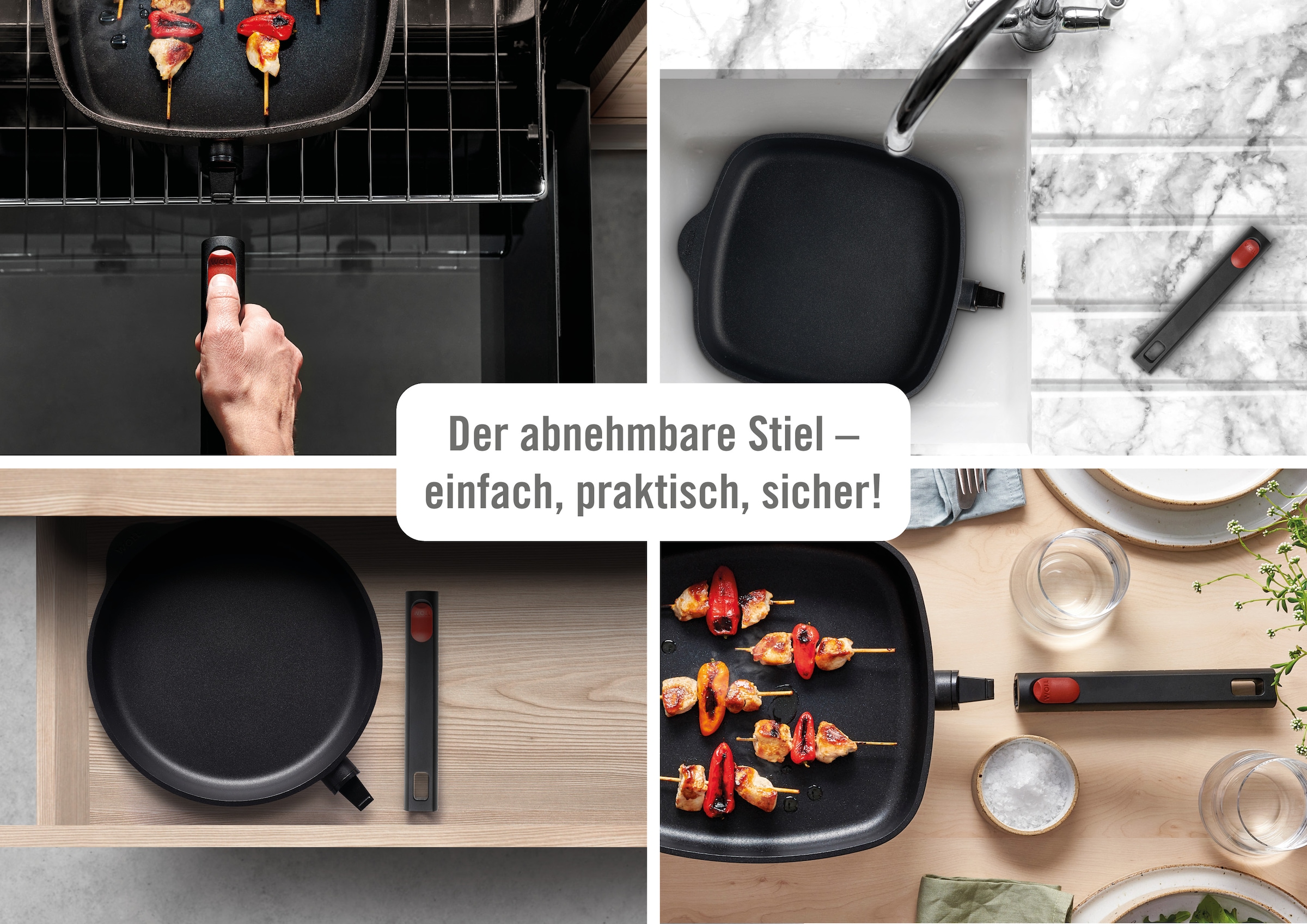 WOLL MADE IN GERMANY Bratpfanne »Eco Logic QXR Guss-Pfanne mit Deckel, viereckig«, Aluminiumguss, (2 tlg.), PFAS-freie Diamond-QXR - Beschichtung