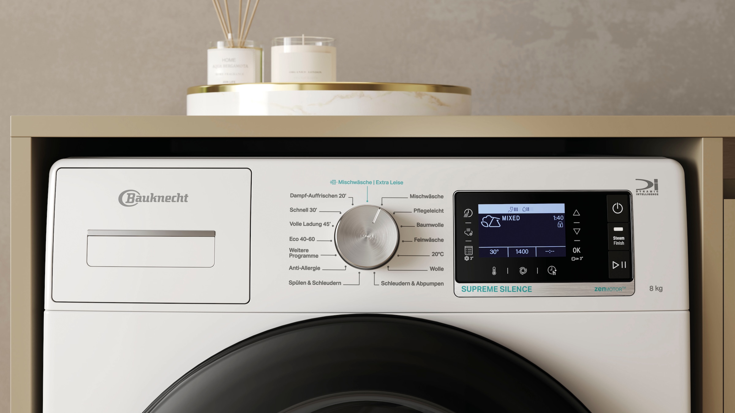 BAUKNECHT Waschmaschine »B6R 88E SILENCE DE«, 8 kg, 1400 U/min, Dampfprogramm, besonders leise, Vollwasserschutz